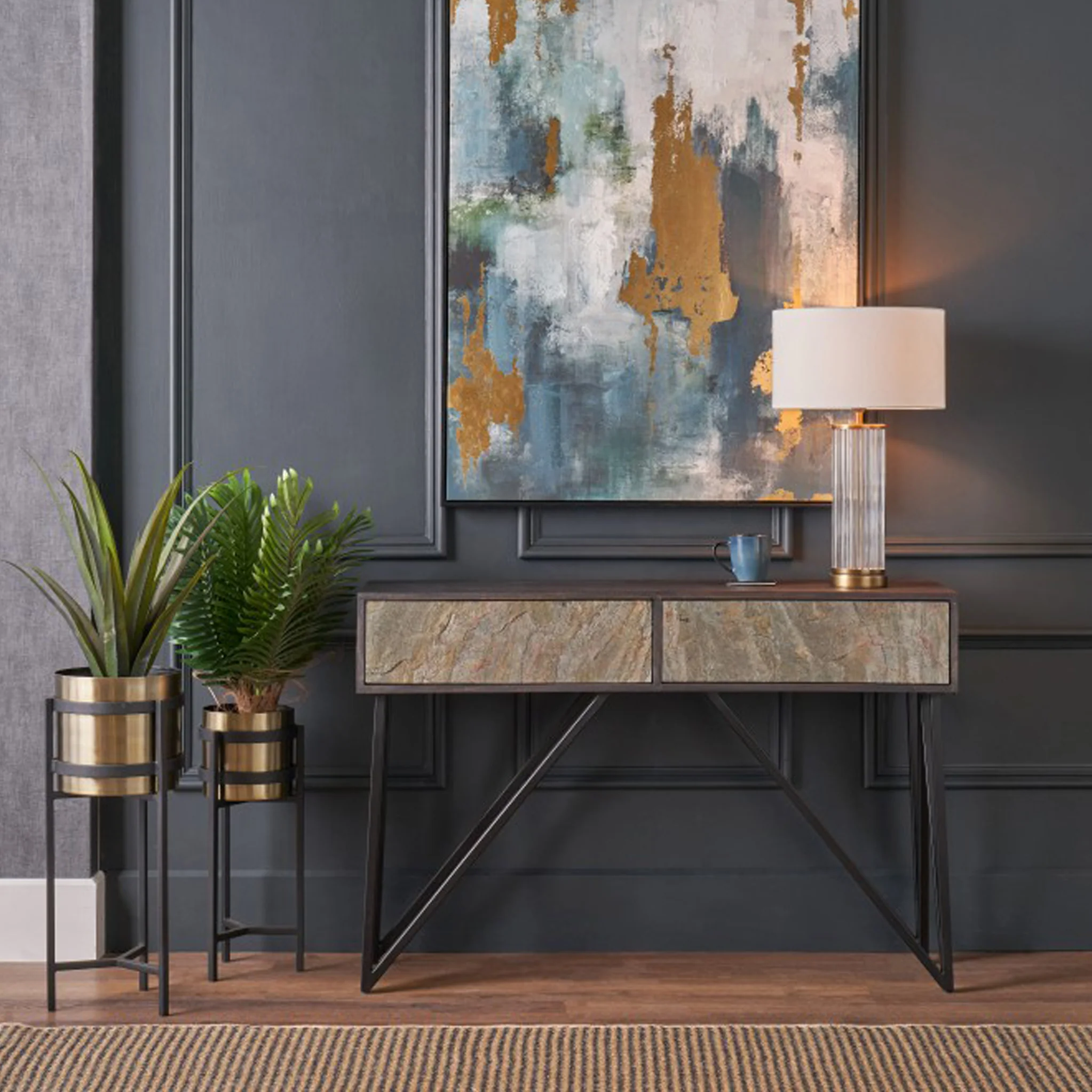 Verde Stone Effect Console Table Table - Image 2