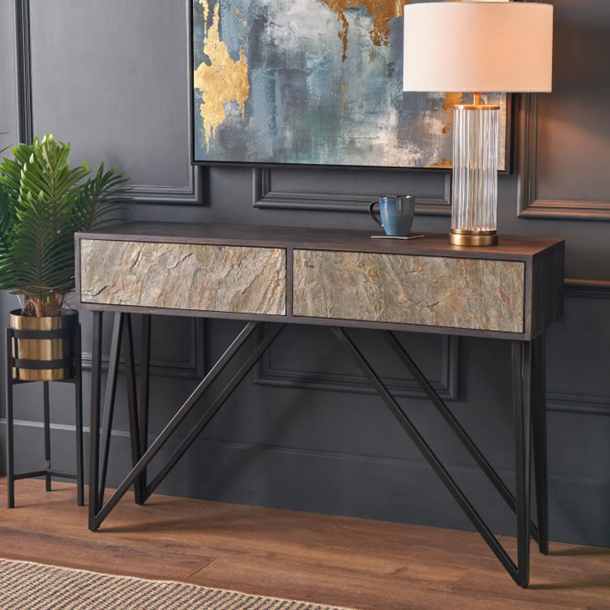 Verde Stone Effect Console Table Table - Image 6