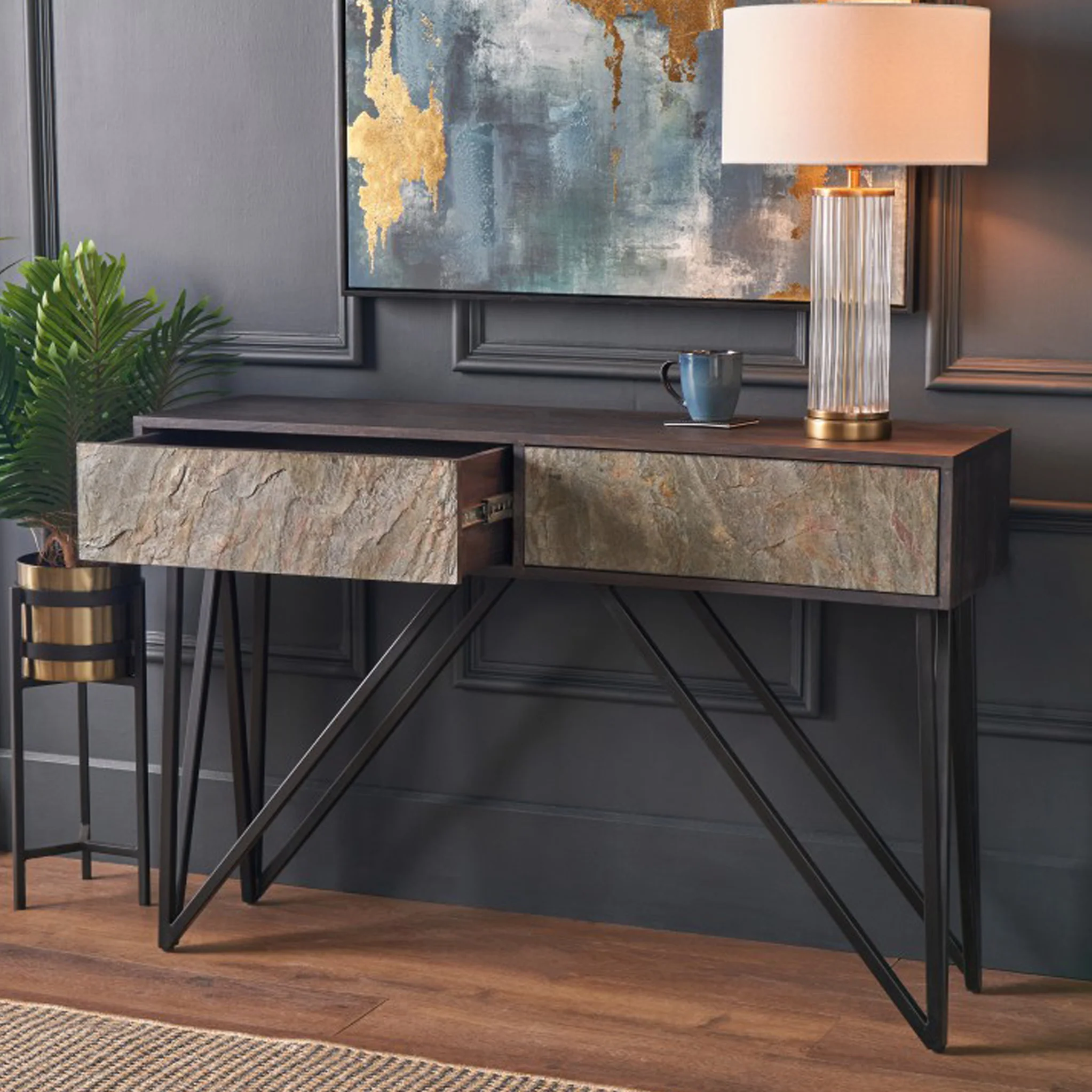 Verde Stone Effect Console Table Table - Image 7