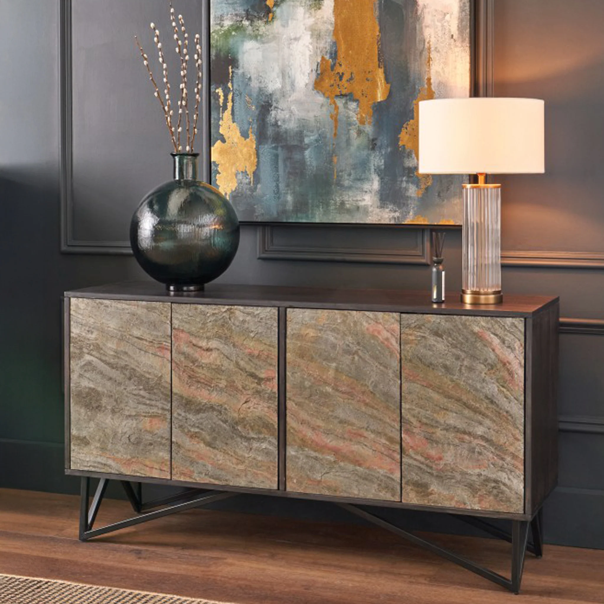Verde Stone Effect Extra Large Sideboard - Image 2