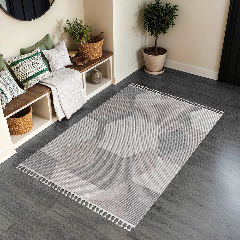 Vernell Flat and Loop Design Tassled Rug - Image 2