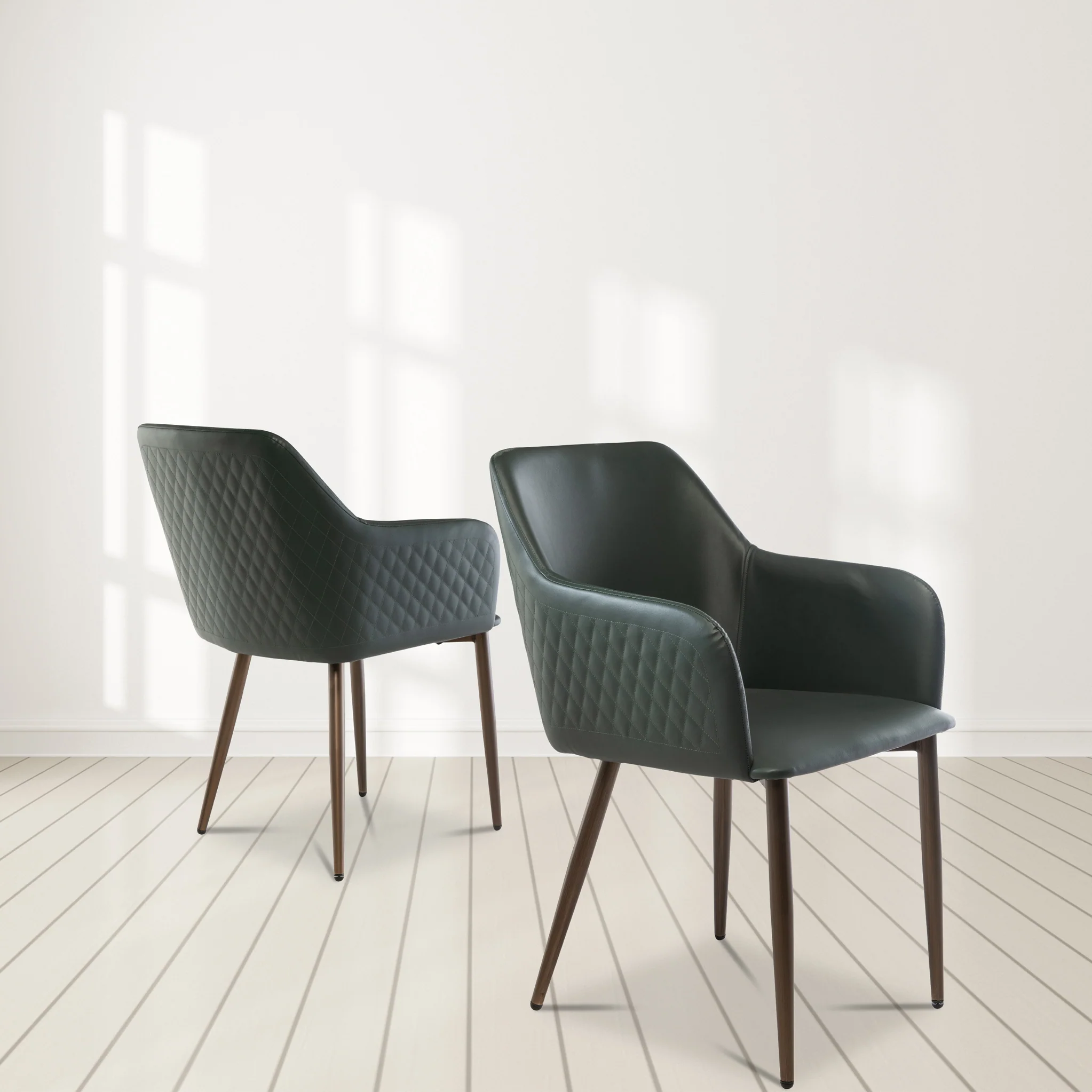 Viktor Faux Leather Quilted Stitch Back Dining Chair - Image 2