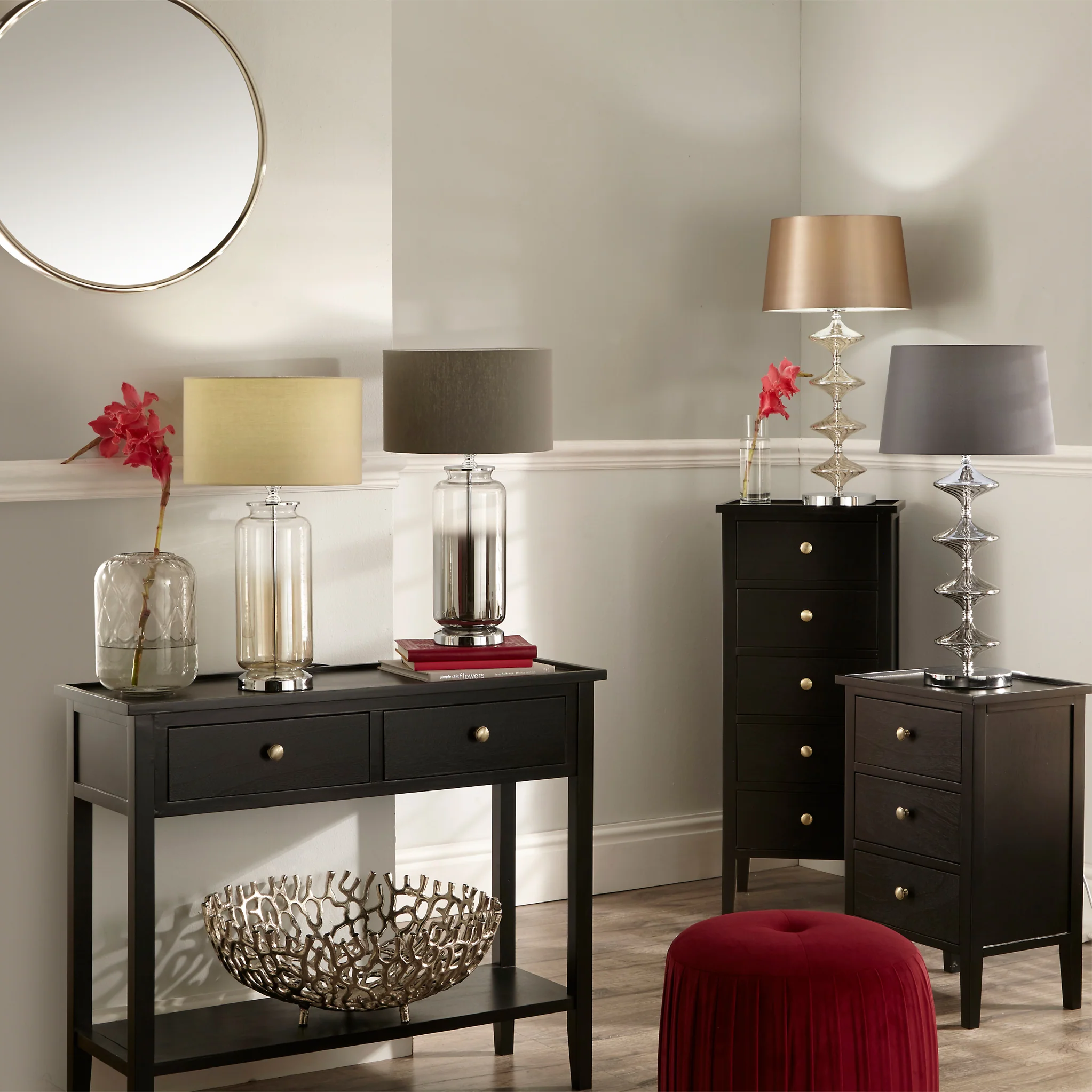 Vivienne Grey Ombre Glass Table Lamp - Image 2