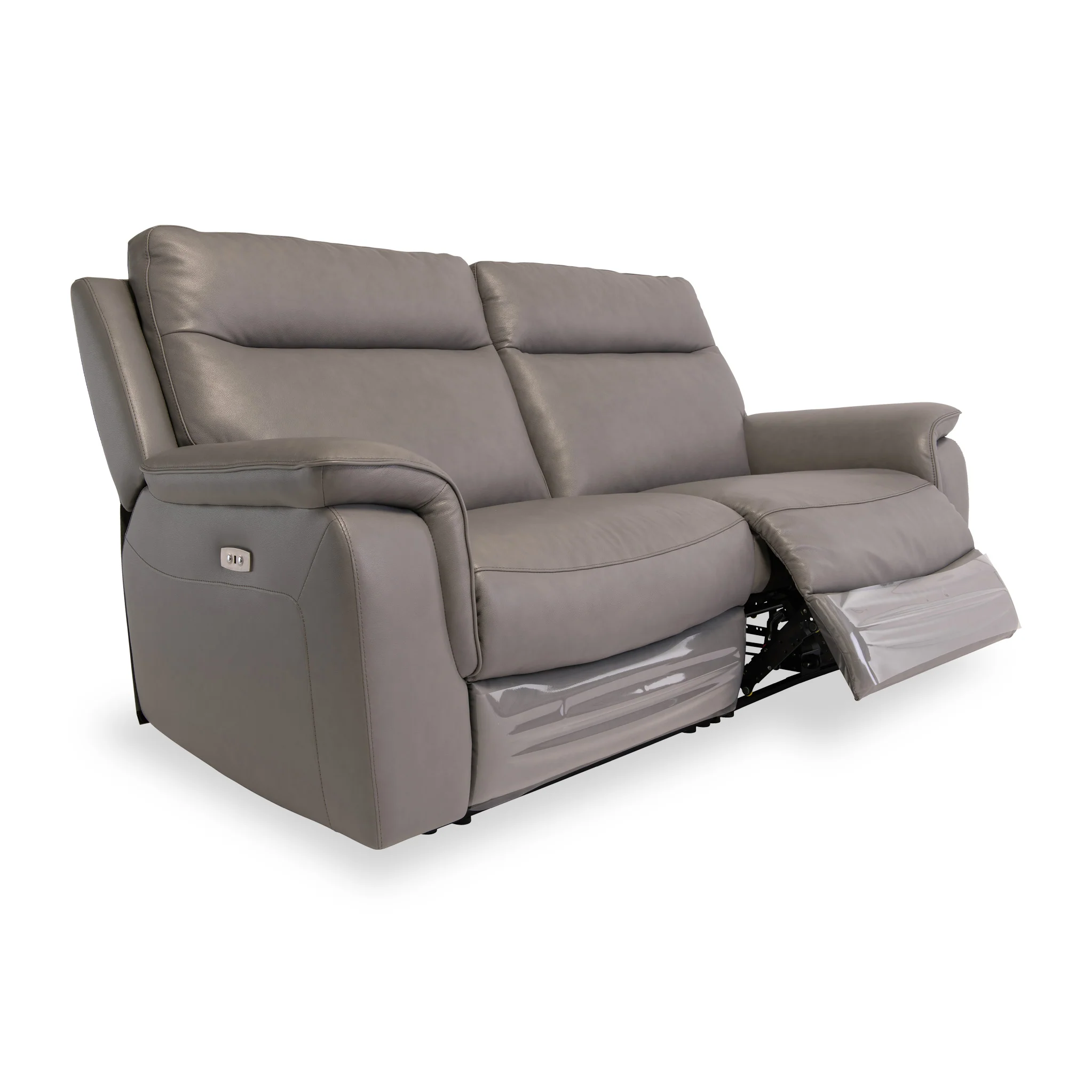 Walter Grey Leather Power Reclining 3 Seater Sofa - Image 3