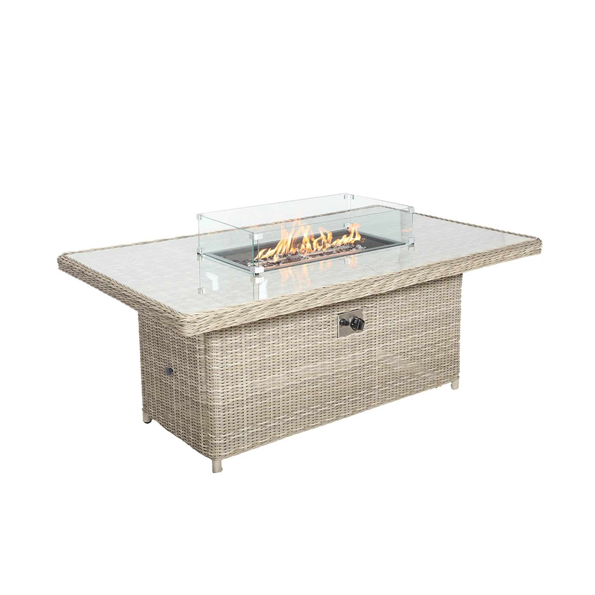 Wentworth 170cm Fire Pit Dine or Lounge Rattan Set with Bench - Image 10