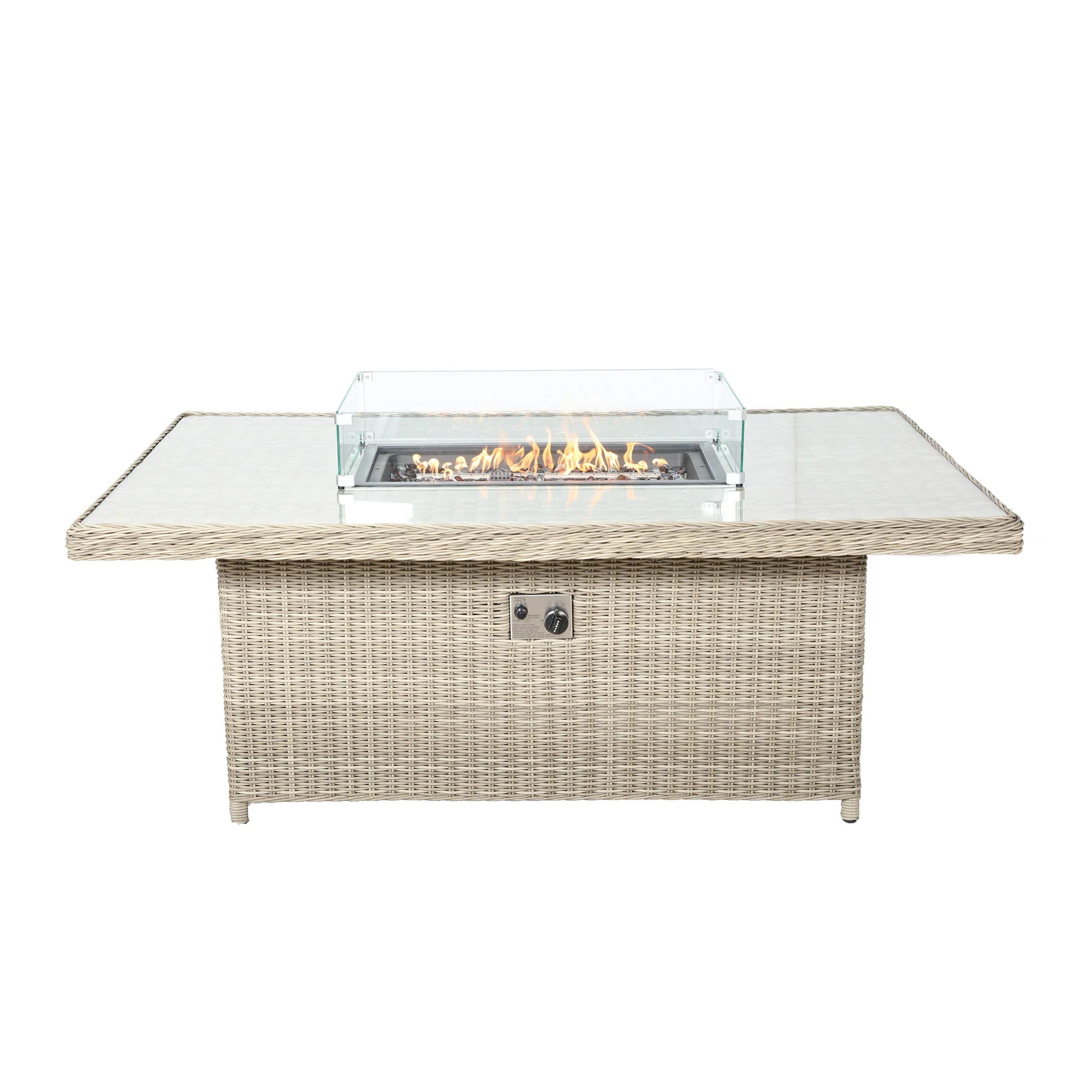 Wentworth 170cm Fire Pit Dine or Lounge Rattan Set with Bench - Image 12