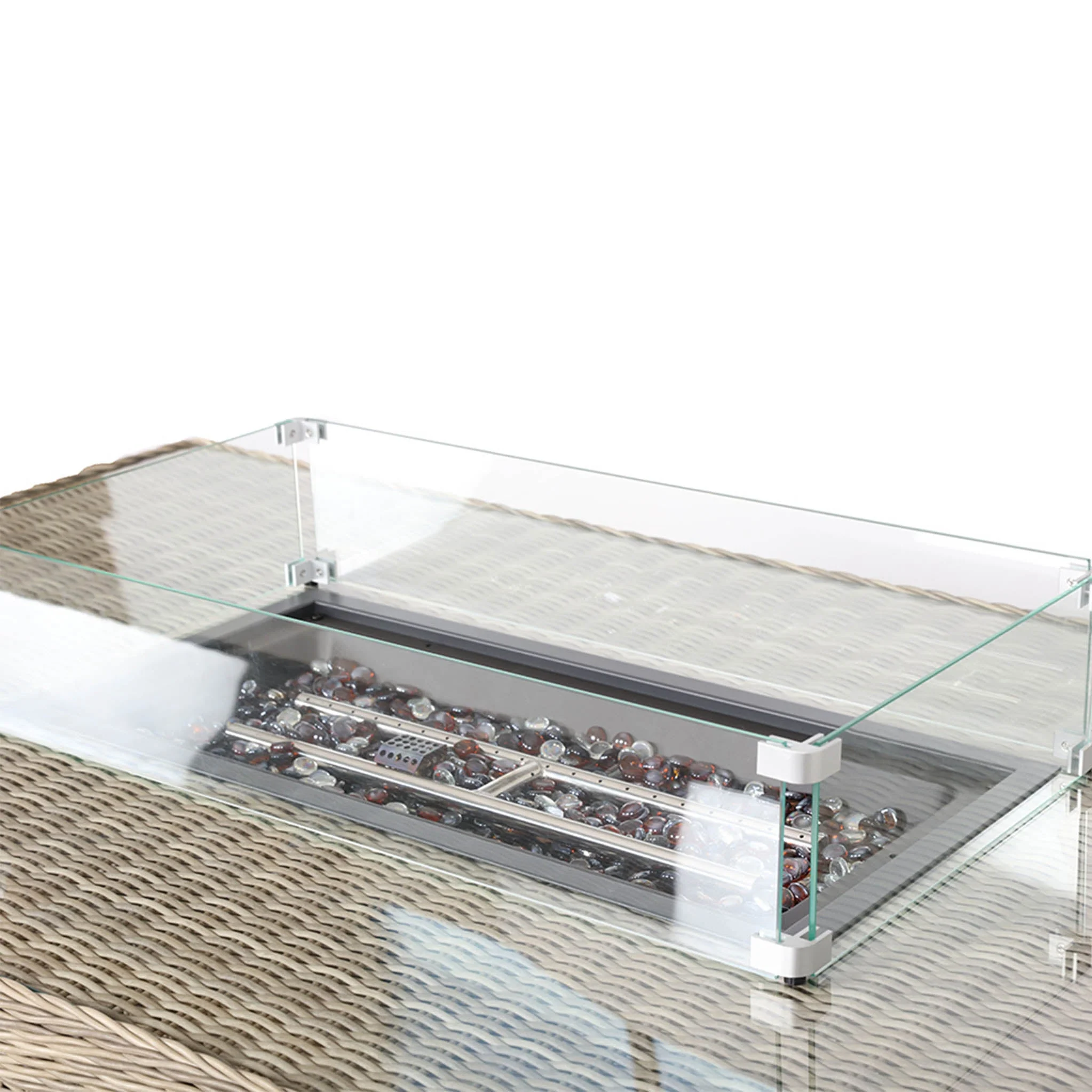 Wentworth 170cm Fire Pit Dine or Lounge Rattan Set with Bench - Image 13