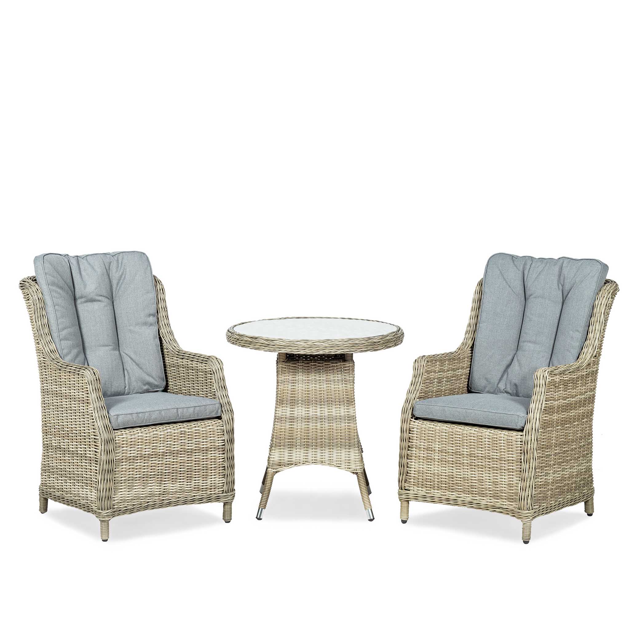 Wentworth 2 Seat Highback Rattan Bistro Set - Image 3