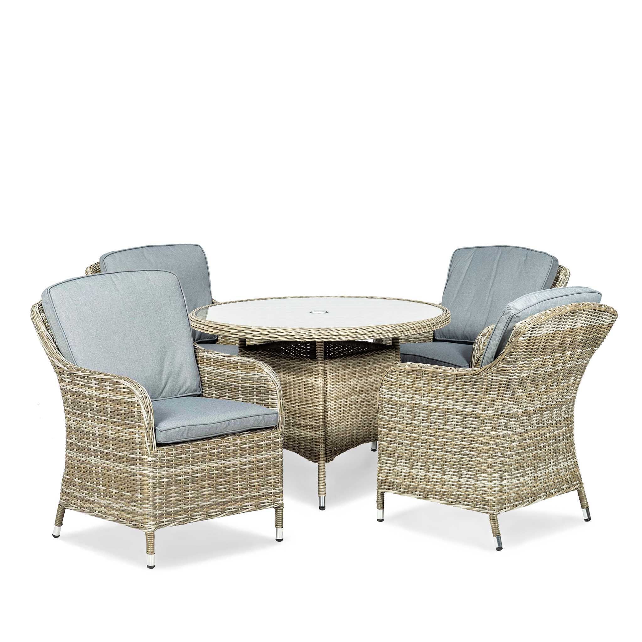 Wentworth 4 Seat 110cm Deluxe Rattan Dining Set - Image 4