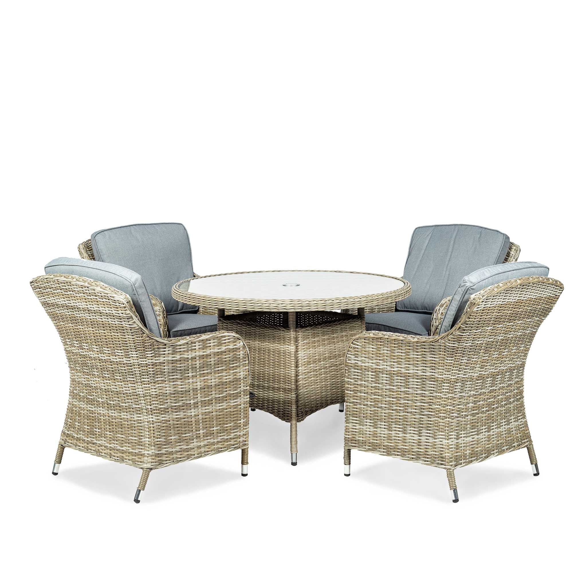 Wentworth 4 Seat 110cm Deluxe Rattan Dining Set - Image 5