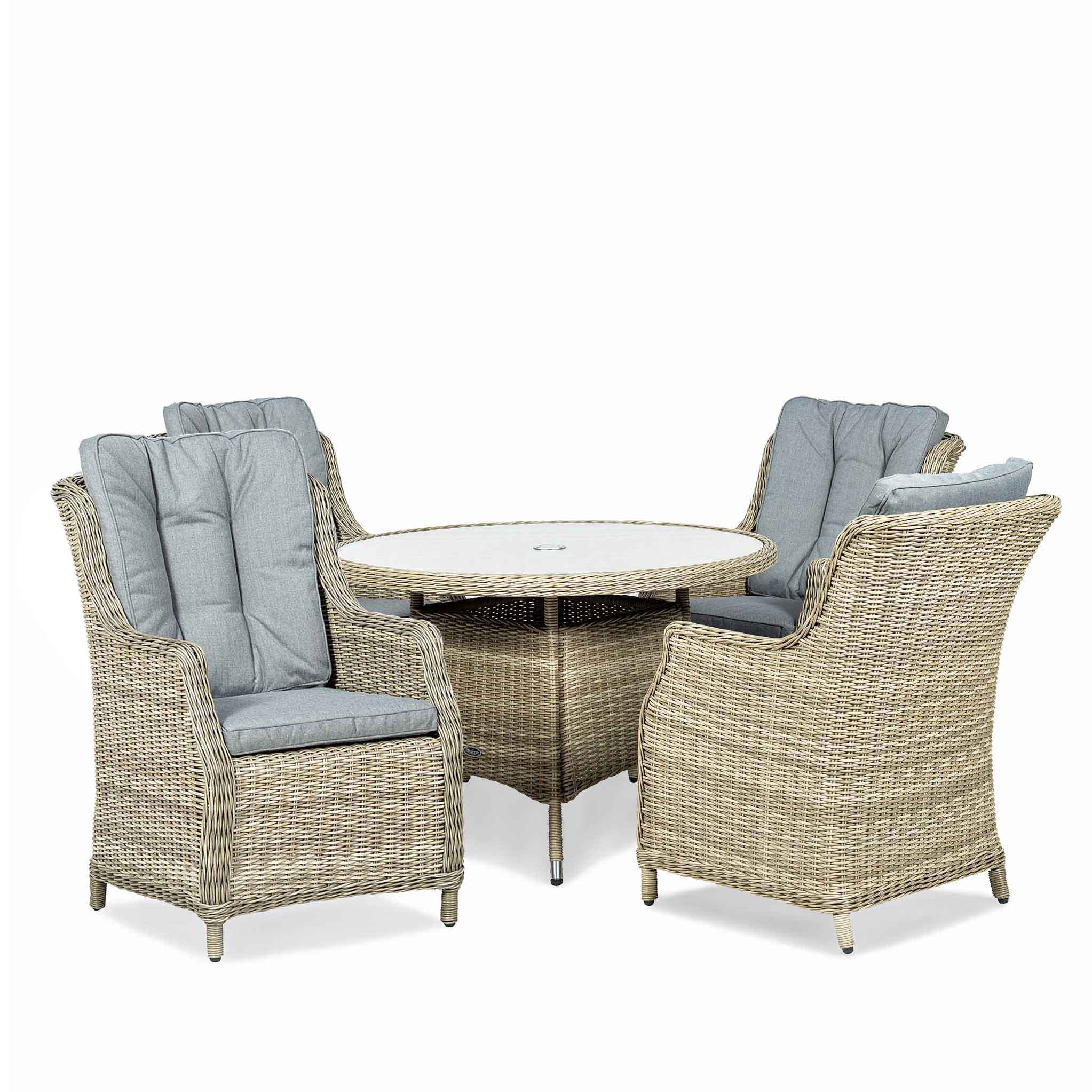 Wentworth 4 Seat 110cm Highback Rattan Dining Set - Image 3