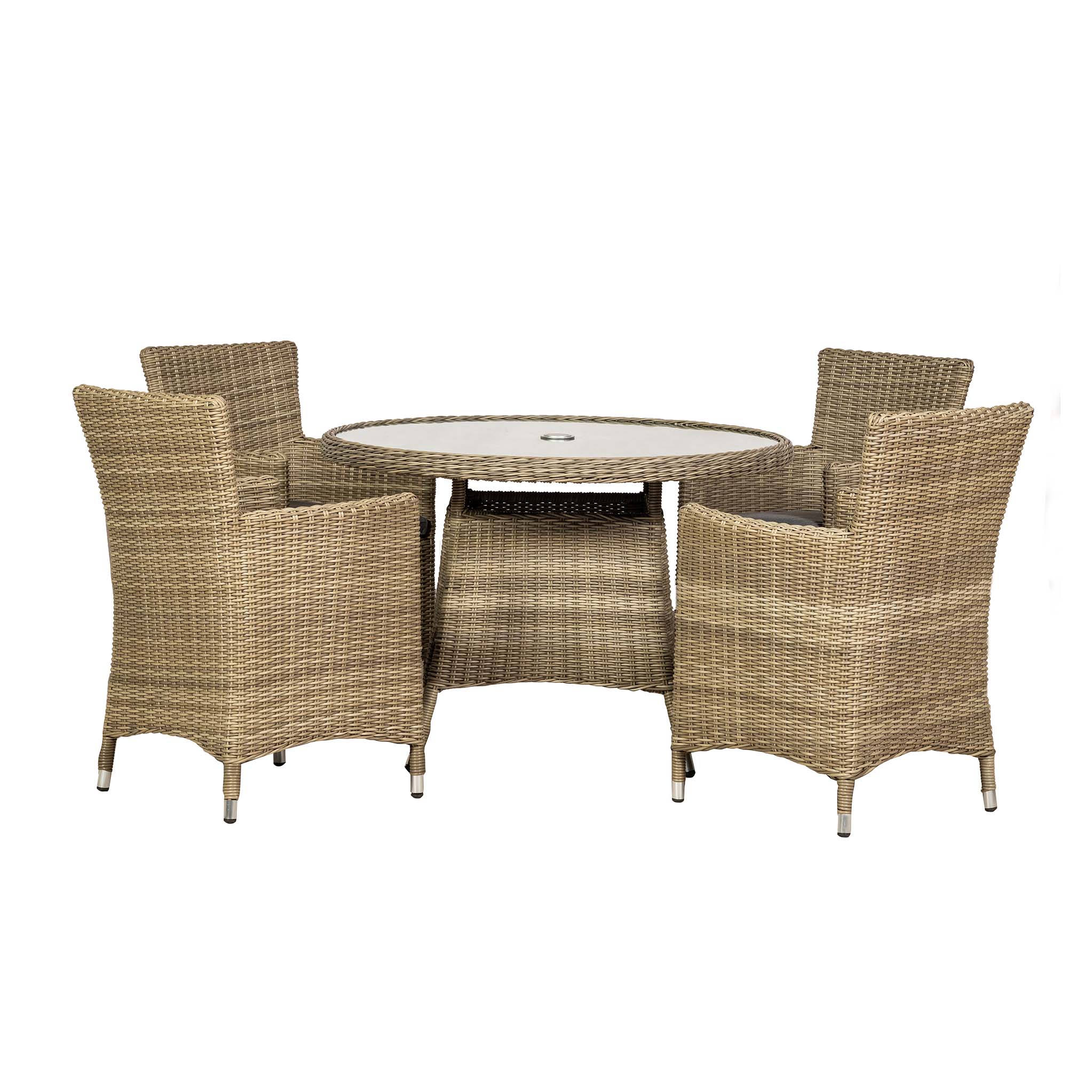 Wentworth 4 Seater Rattan 110cm Round Dining Set - Image 3