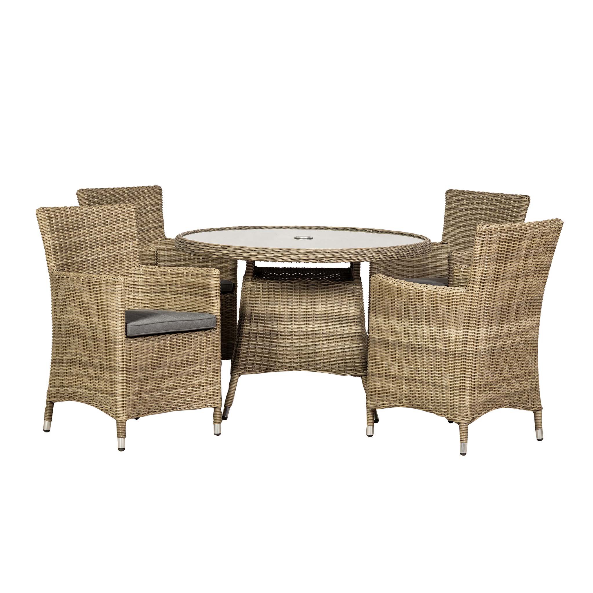 Wentworth 4 Seater Rattan 110cm Round Dining Set - Image 4