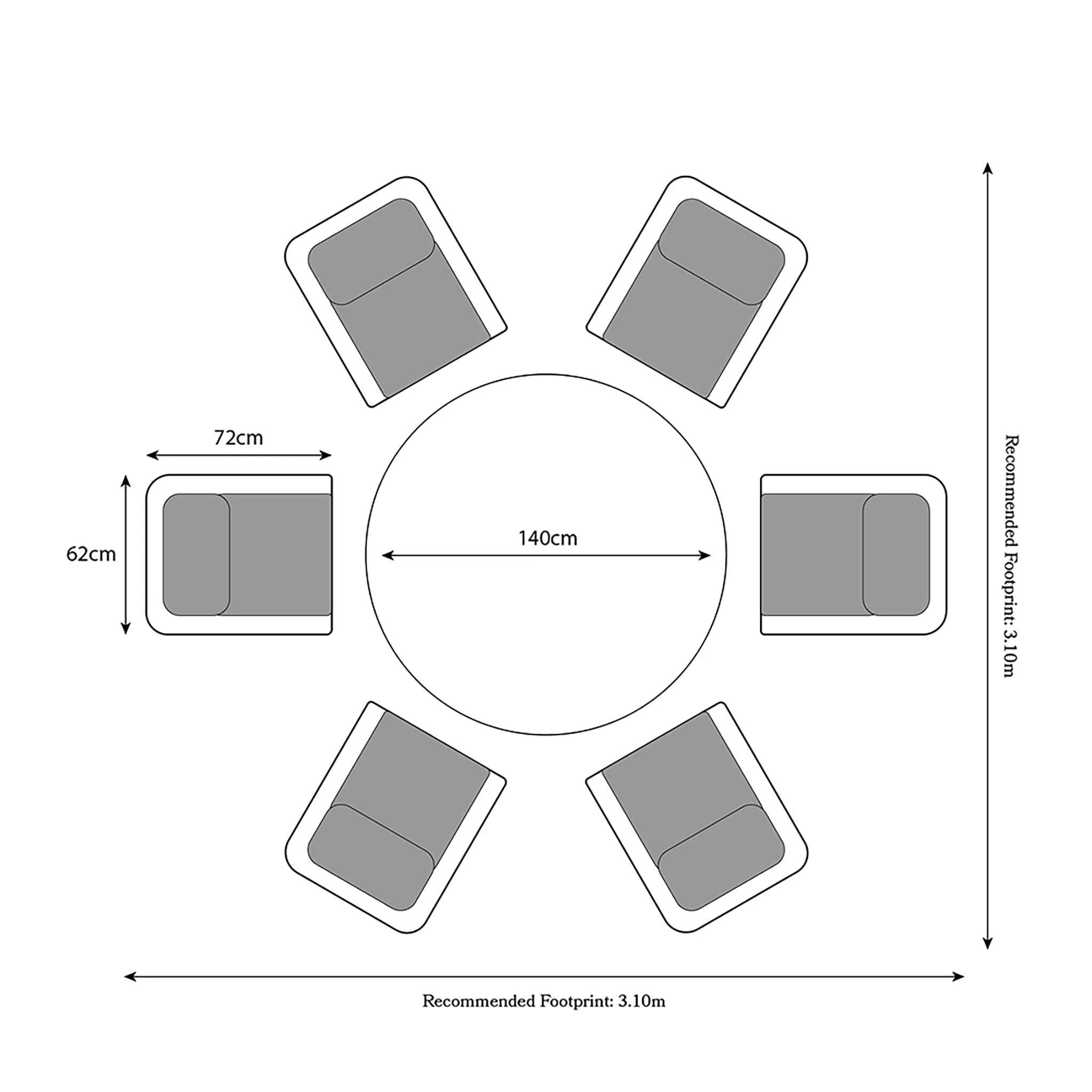 Wentworth 6 Seat 140cm Deluxe Rattan Dining Set - Image 14
