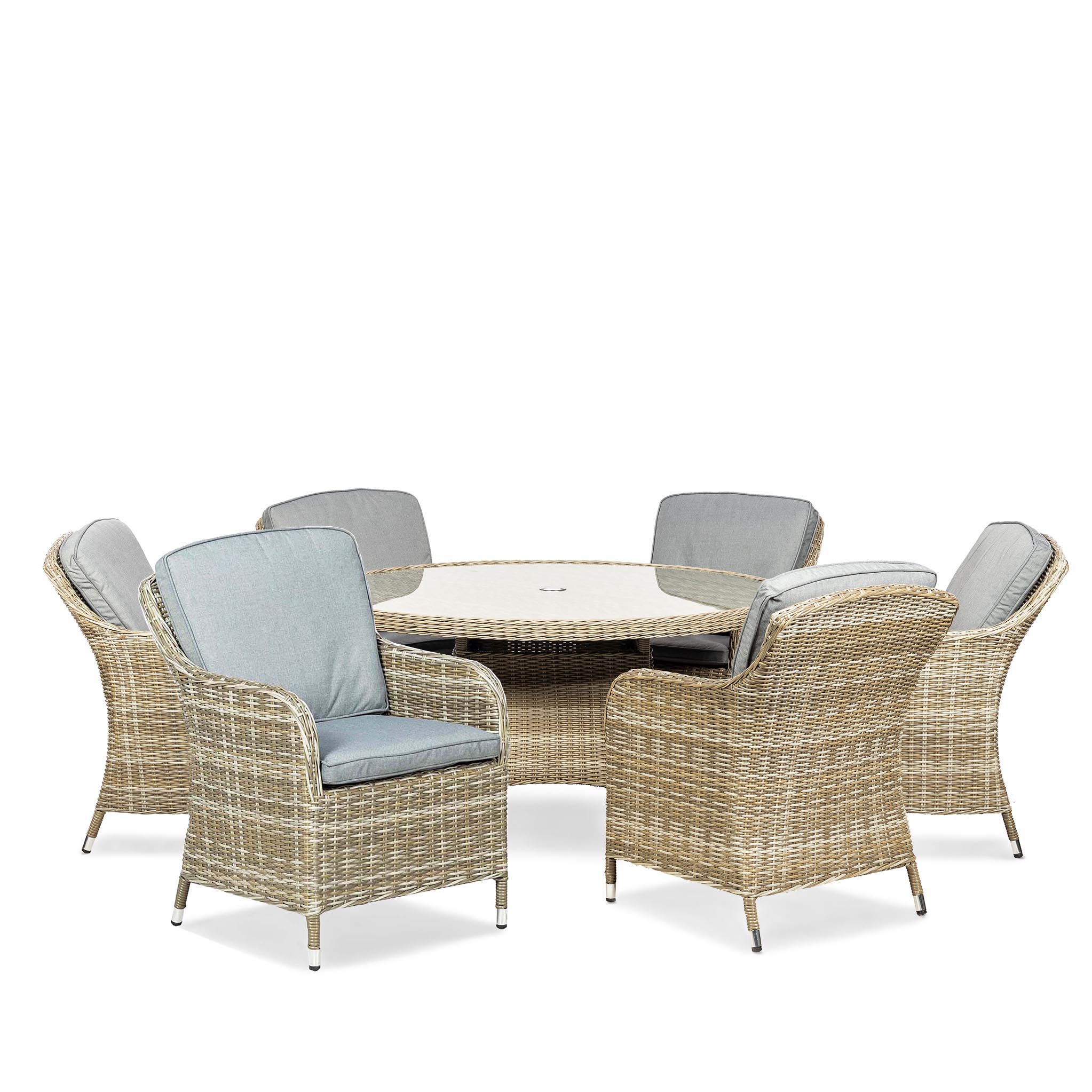 Wentworth 6 Seat 140cm Deluxe Rattan Dining Set - Image 5