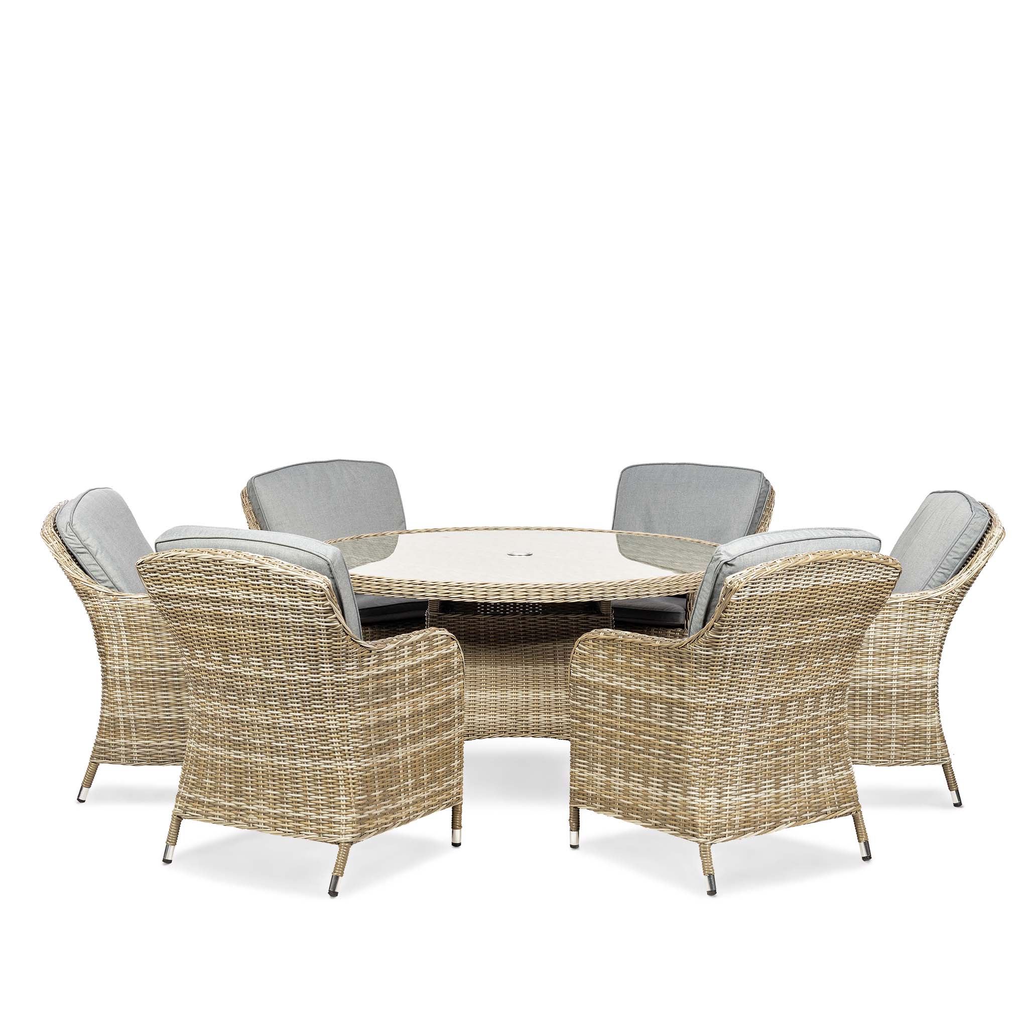 Wentworth 6 Seat 140cm Deluxe Rattan Dining Set - Image 6