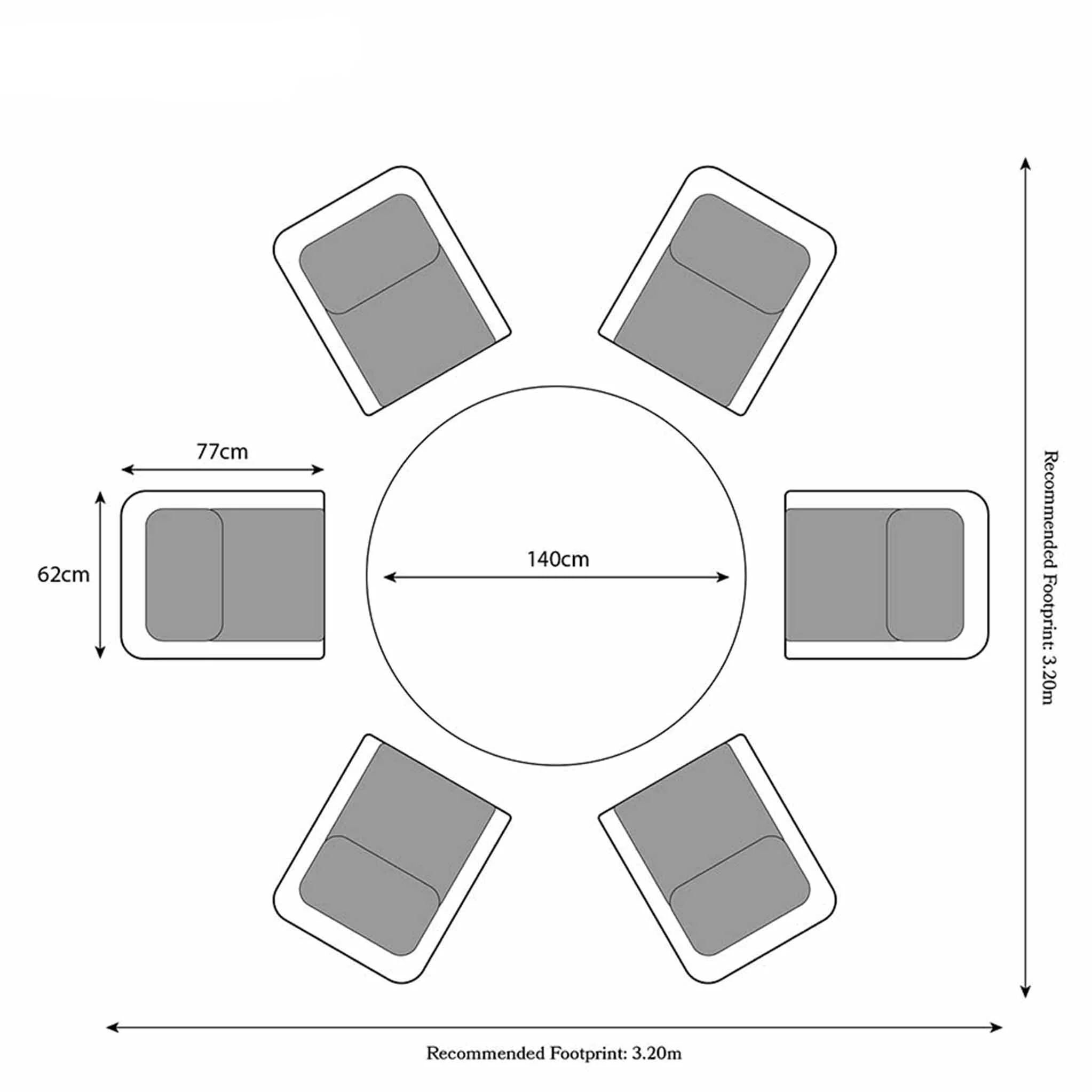 Wentworth 6 Seat 140cm Highback Rattan Dining Set - Image 11
