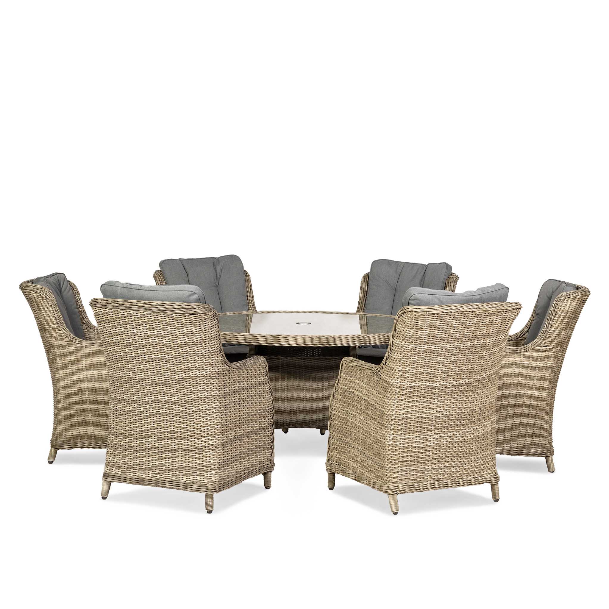 Wentworth 6 Seat 140cm Highback Rattan Dining Set - Image 4
