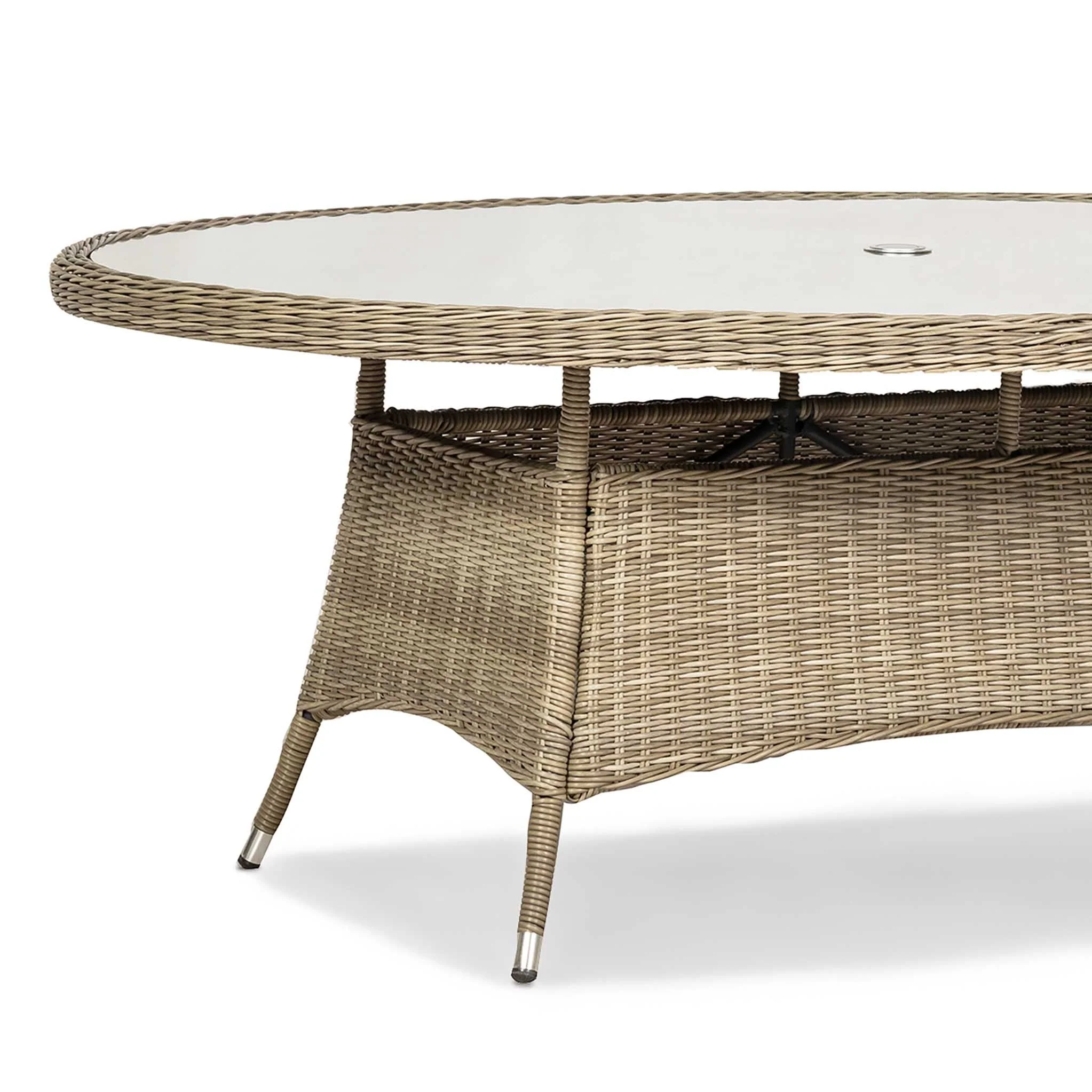 Wentworth 6 Seat 200cm Ellipse Deluxe Rattan Dining Set - Image 5