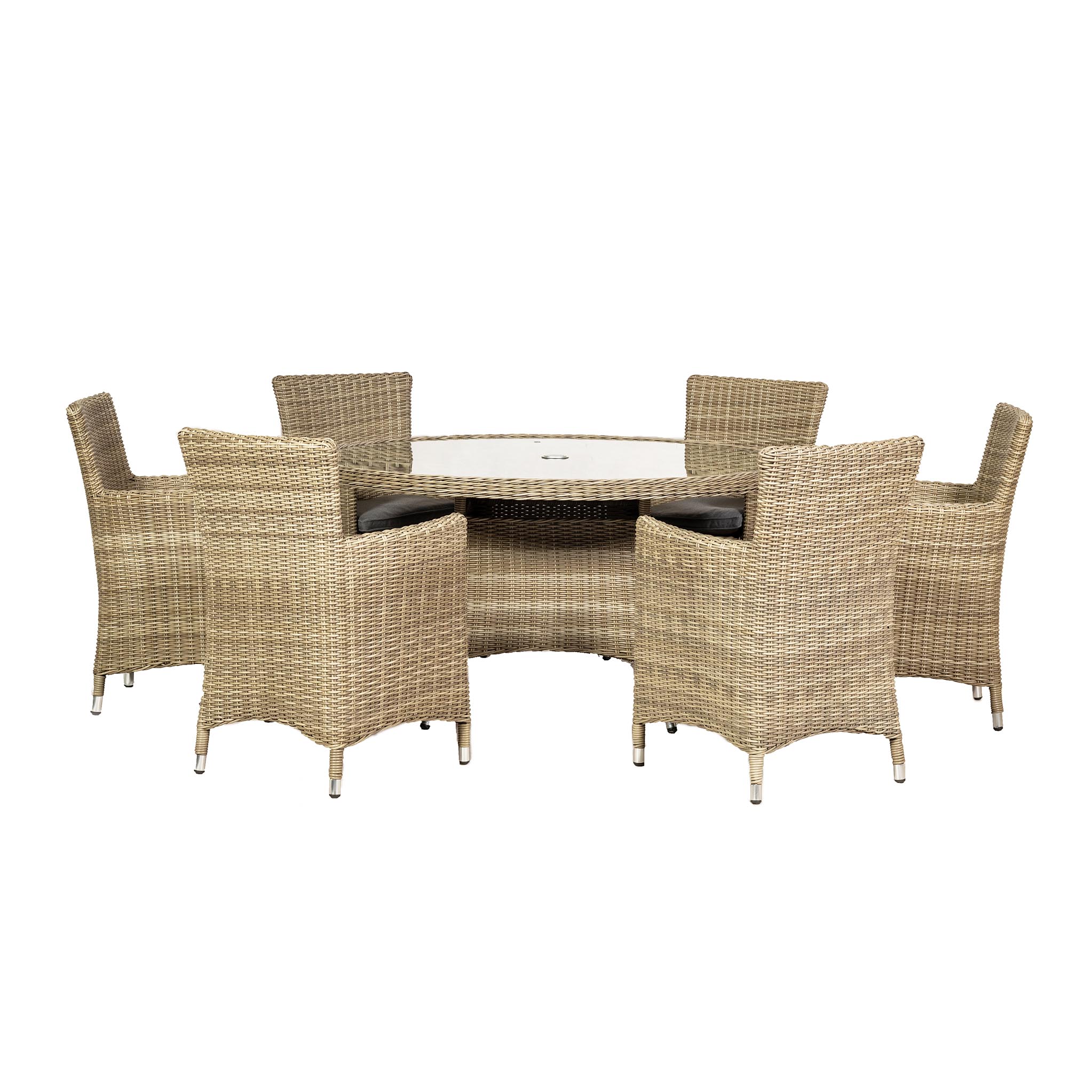 Wentworth 6 Seater Rattan 140cm Round Dining Set - Image 3