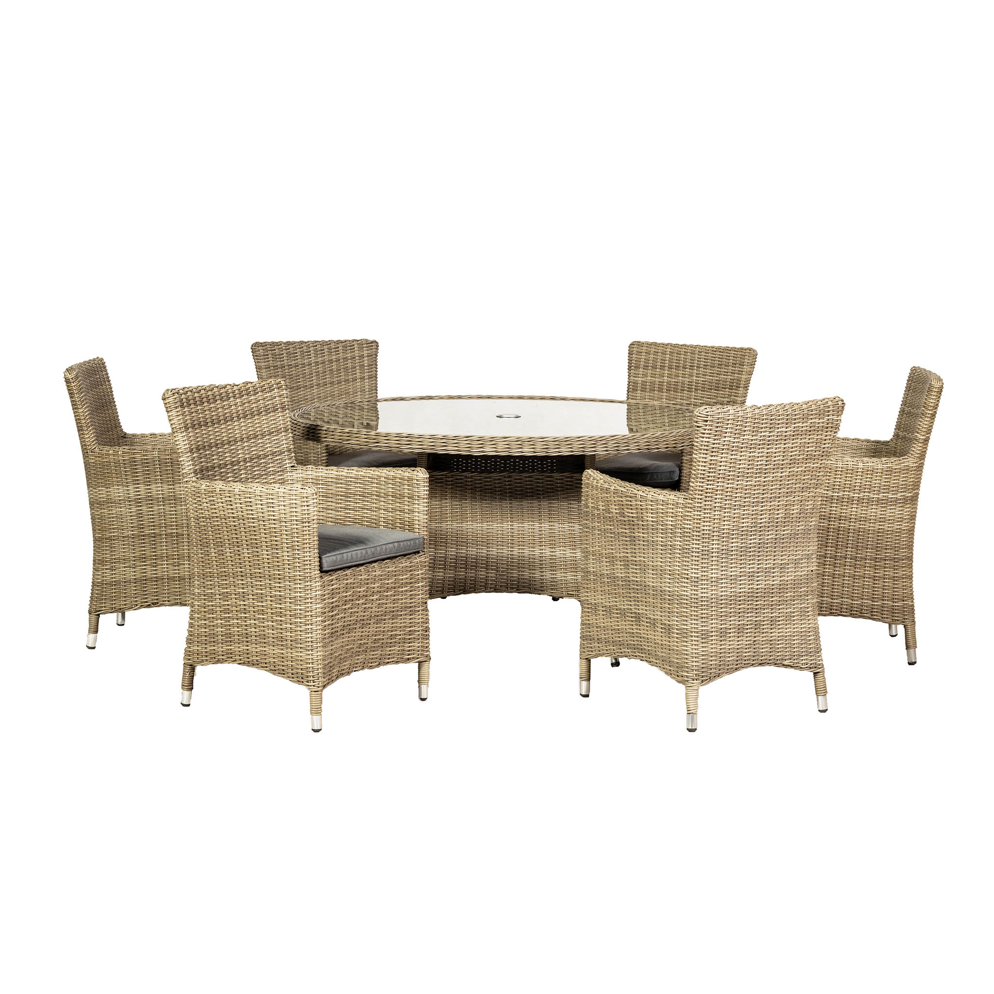 Wentworth 6 Seater Rattan 140cm Round Dining Set - Image 4
