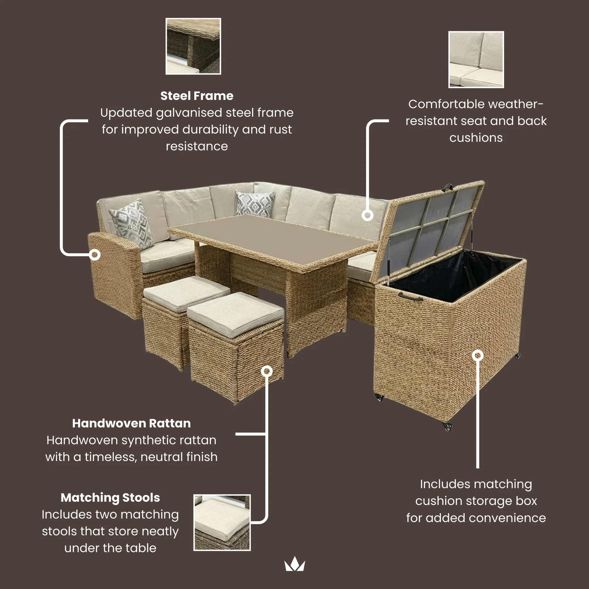 Wentworth Corner Lounge Set with Storage Box - Image 6