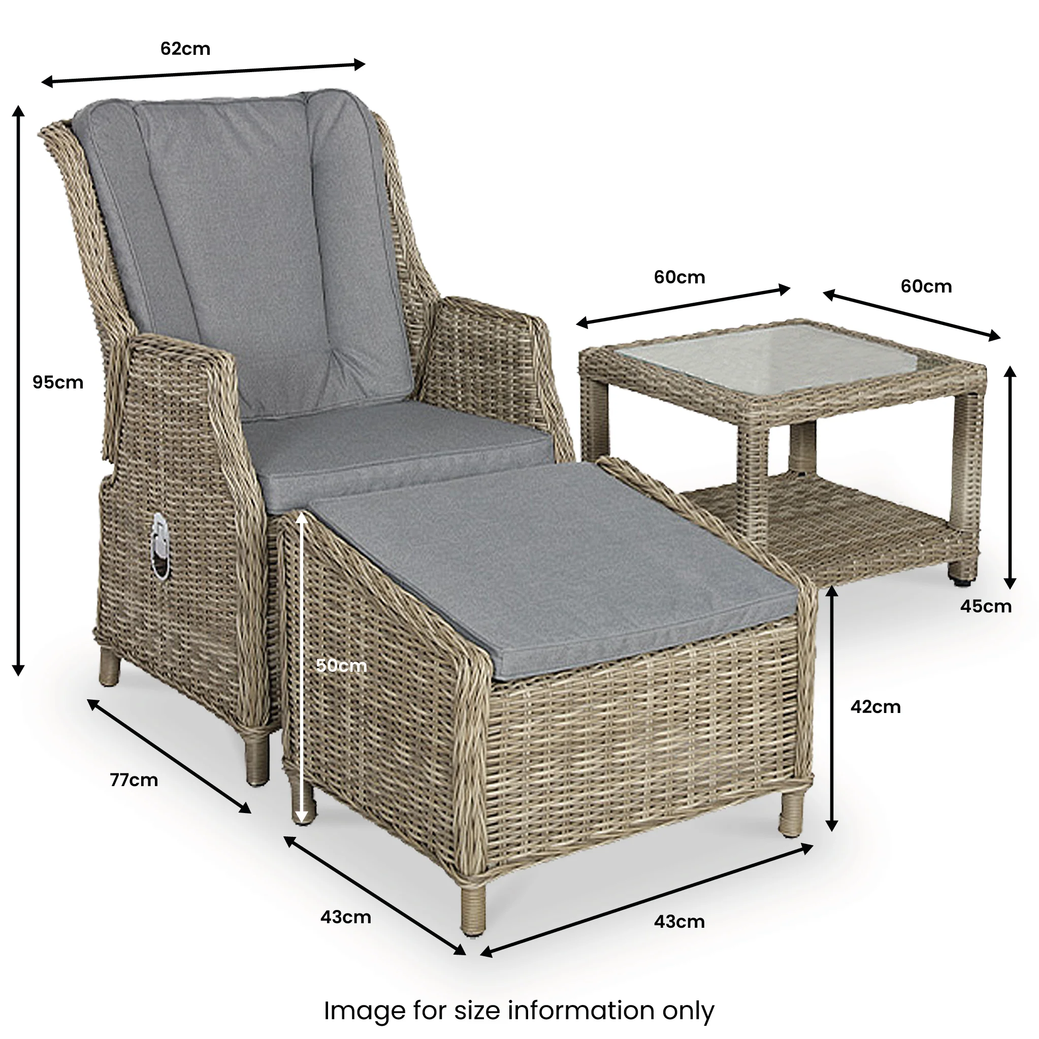 Wentworth Rattan Deluxe Reclining Chair Set - Image 11