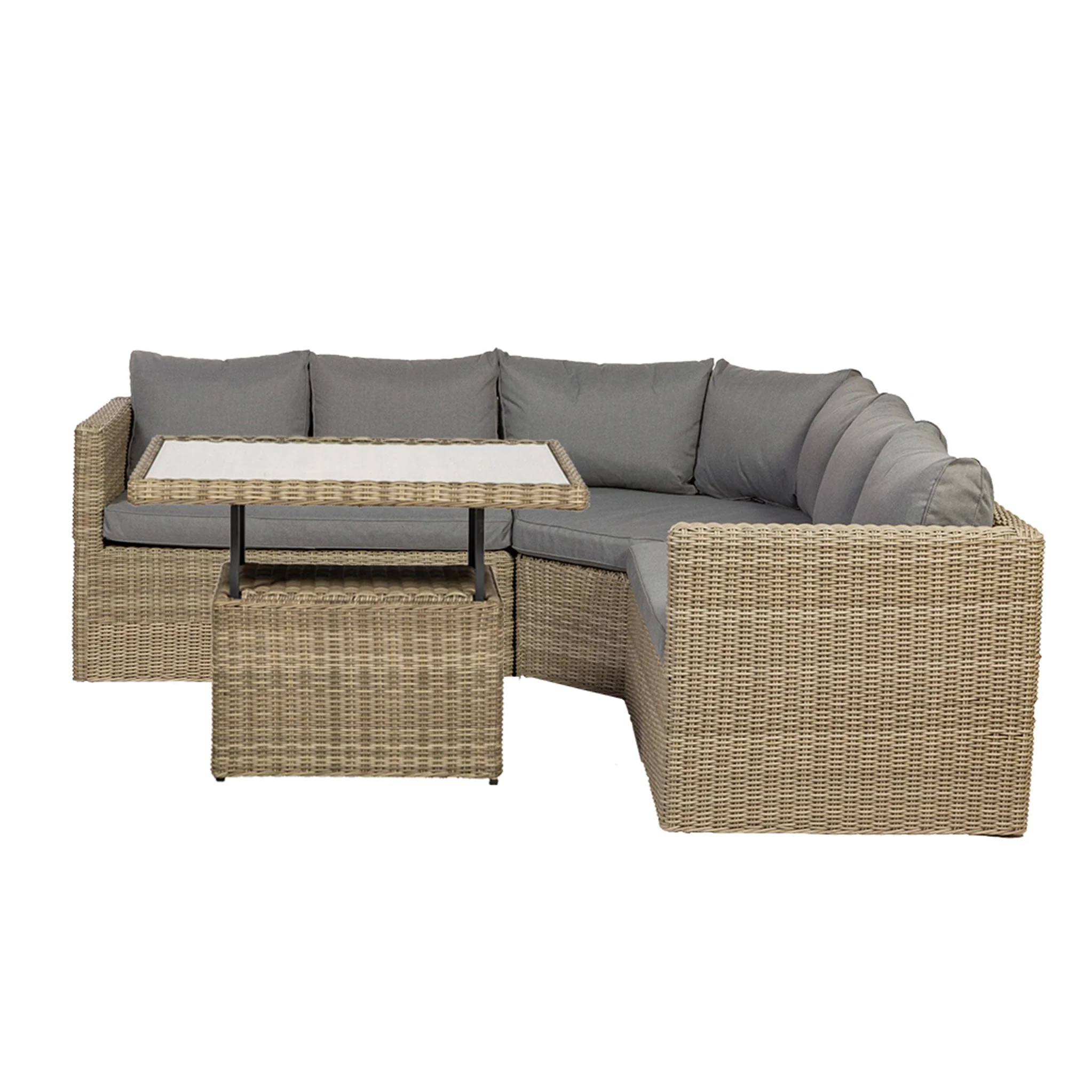 Wentworth Rattan Lounge Dining Set with Rise and Fall Table - Image 4