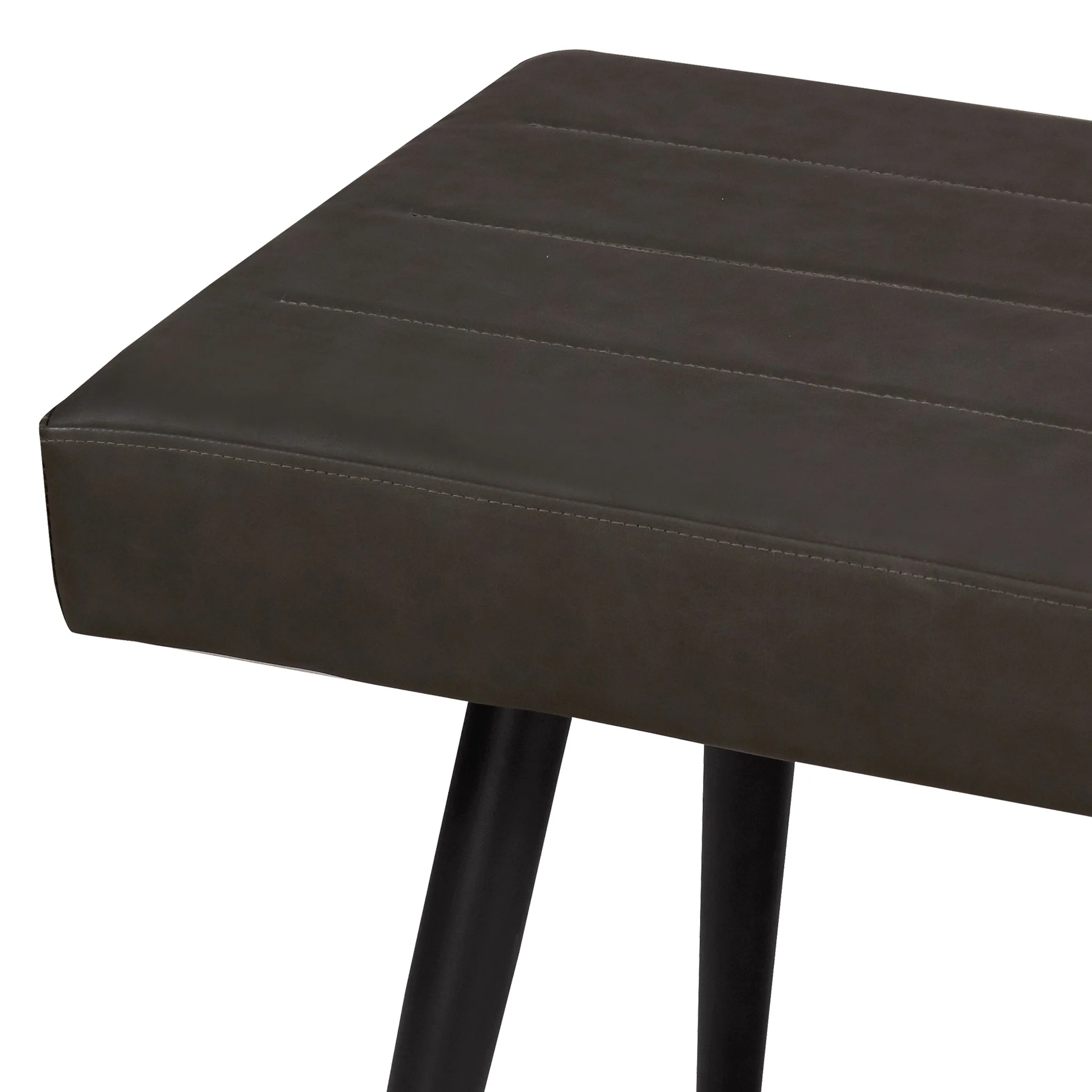 Whitstone Dark Grey Distressed Faux Leather Dining Bench - Image 3