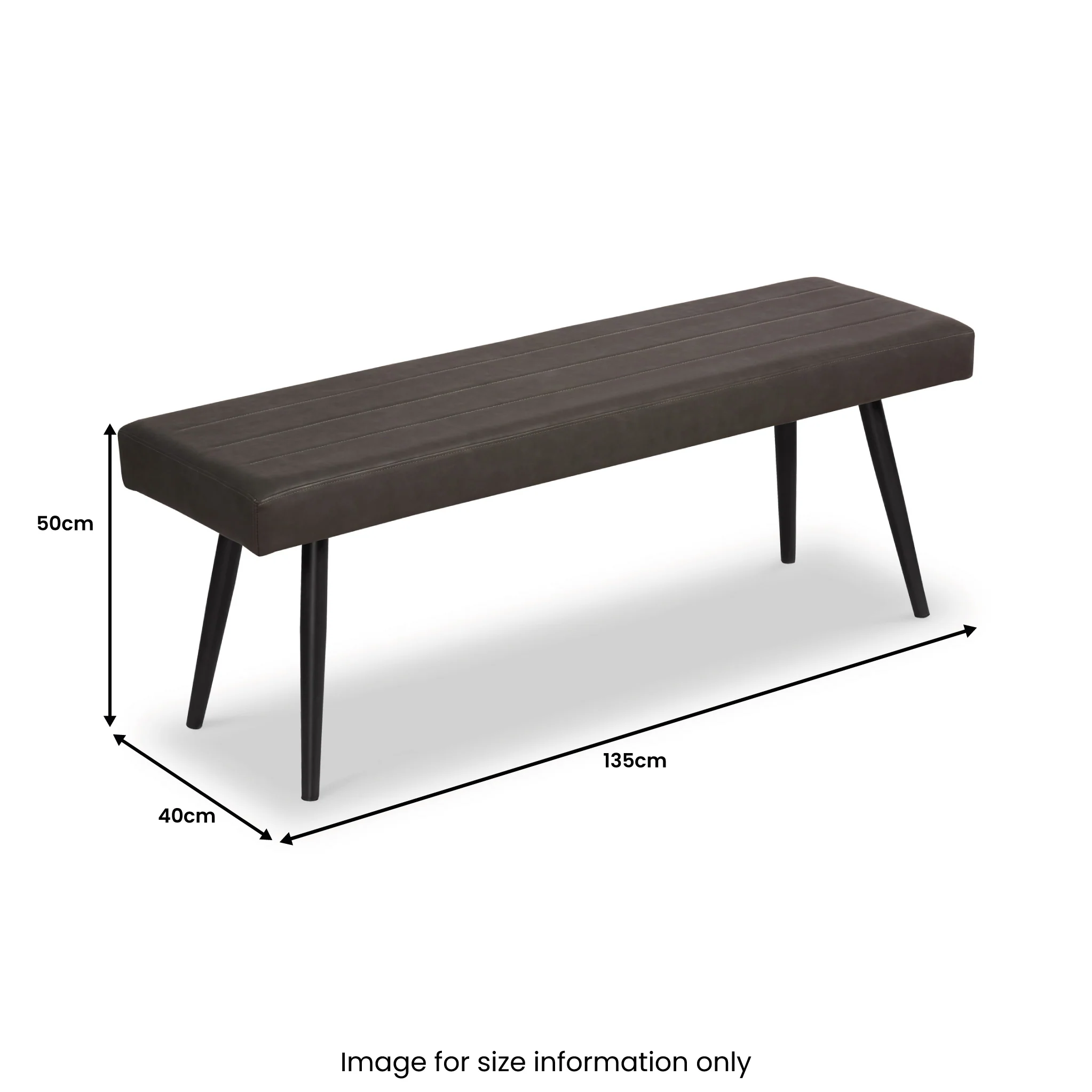 Whitstone Dark Grey Distressed Faux Leather Dining Bench - Image 5