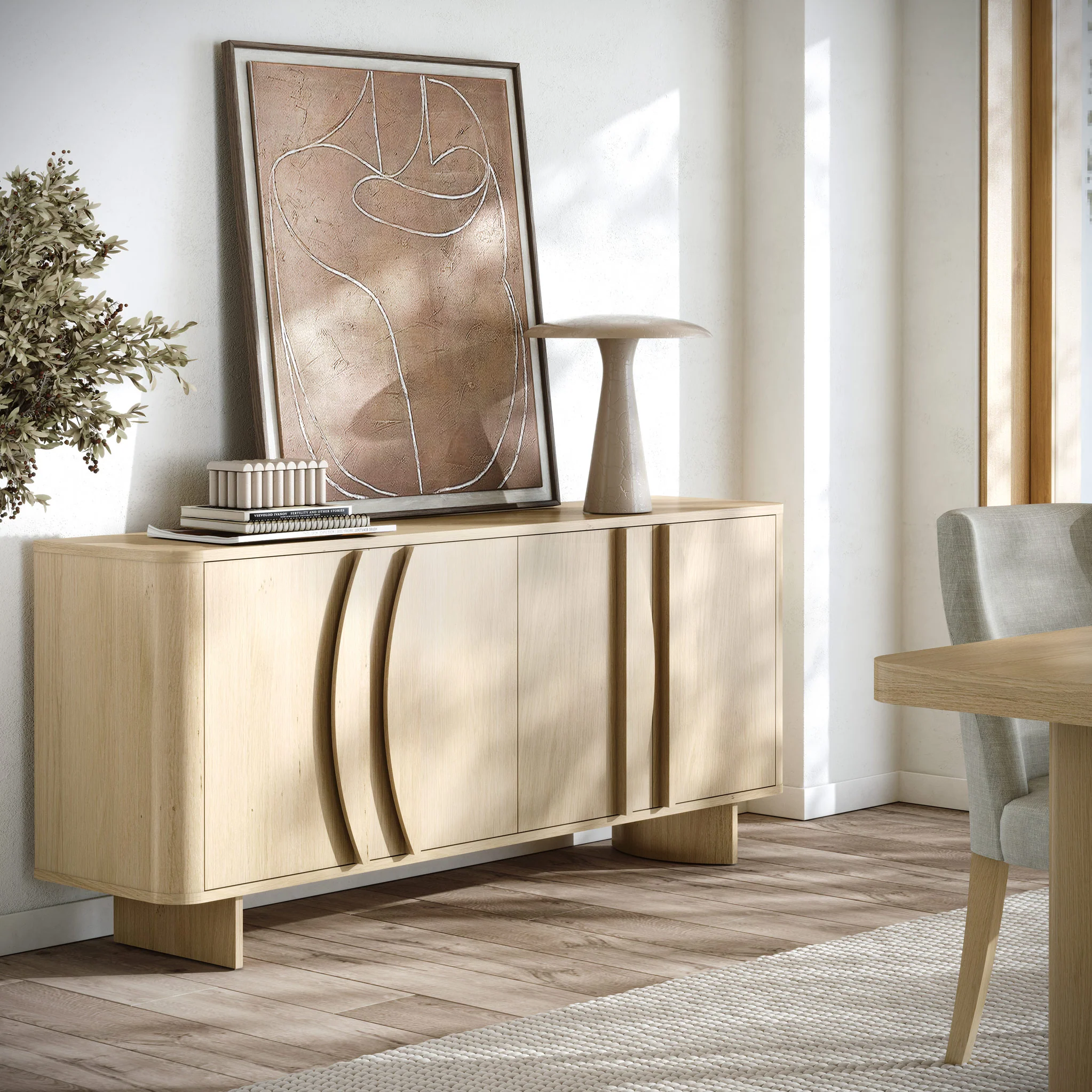 Whitstone Oak 4 Door Large Sideboard - Image 2