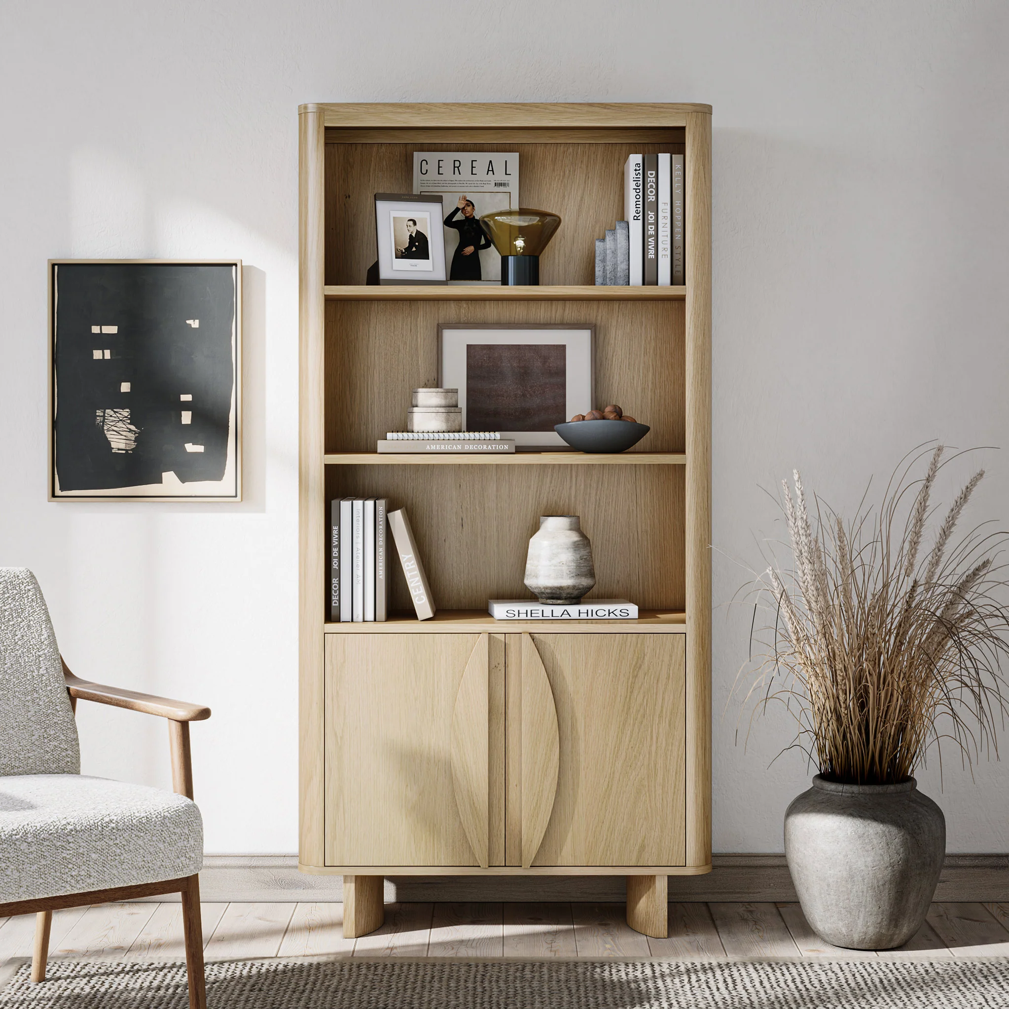 Whitstone Oak Large Storage Bookcase - Image 2