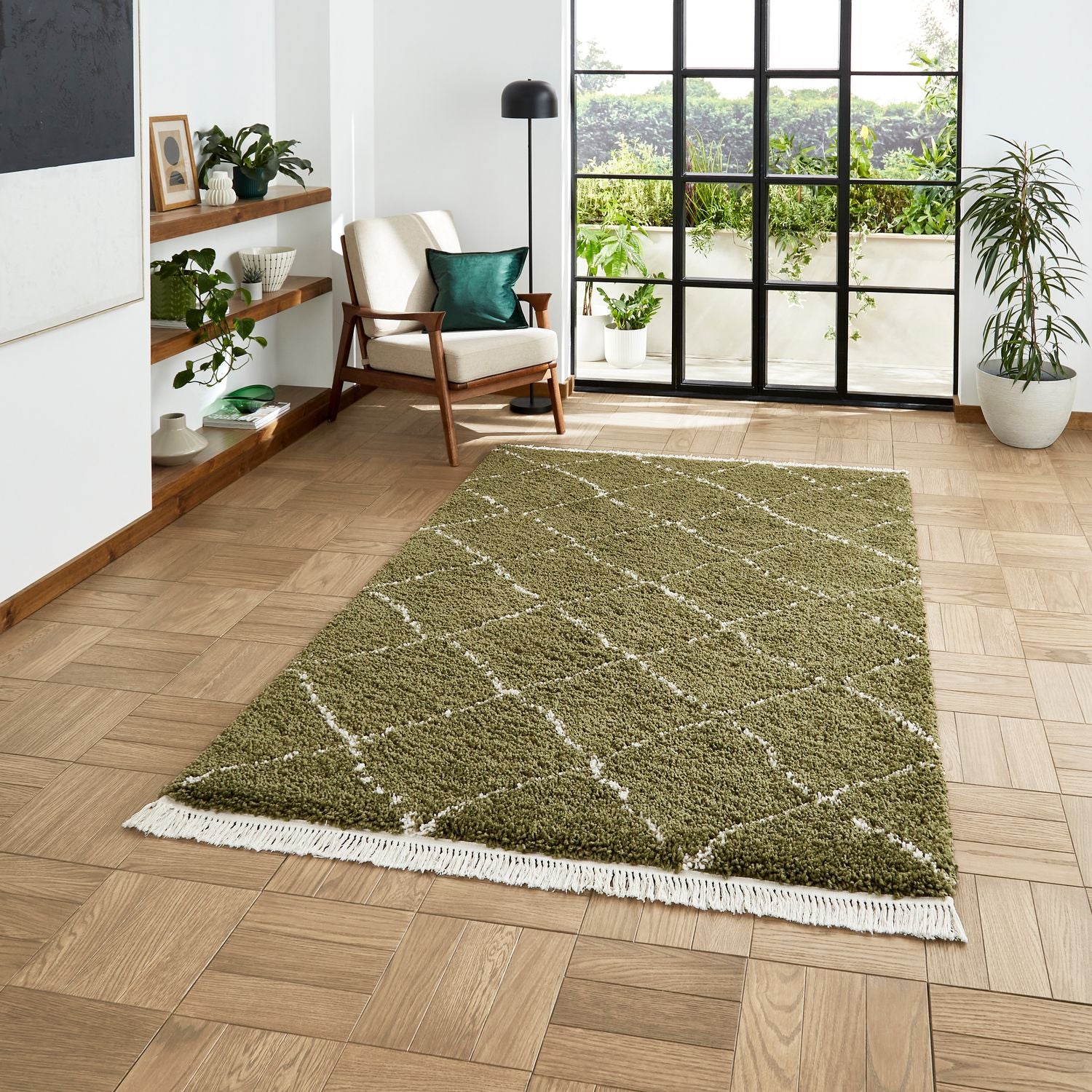 Willow Shaggy Tasselled Diamond Rug - Image 26