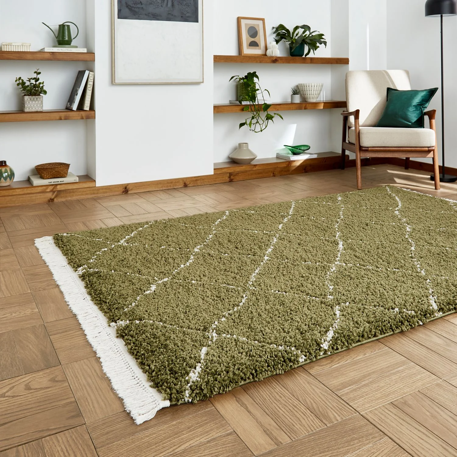 Willow Shaggy Tasselled Diamond Rug - Image 27