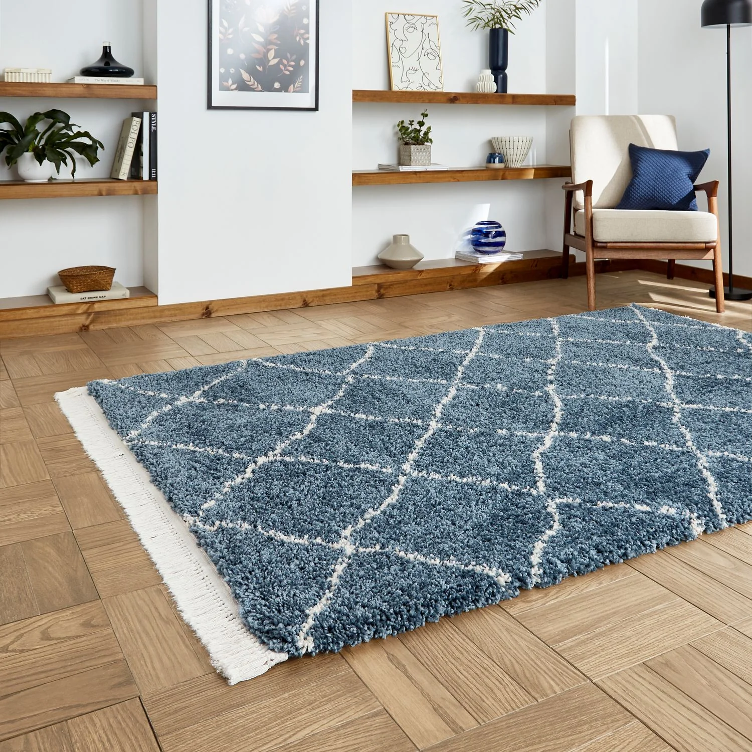 Willow Shaggy Tasselled Diamond Rug - Image 5