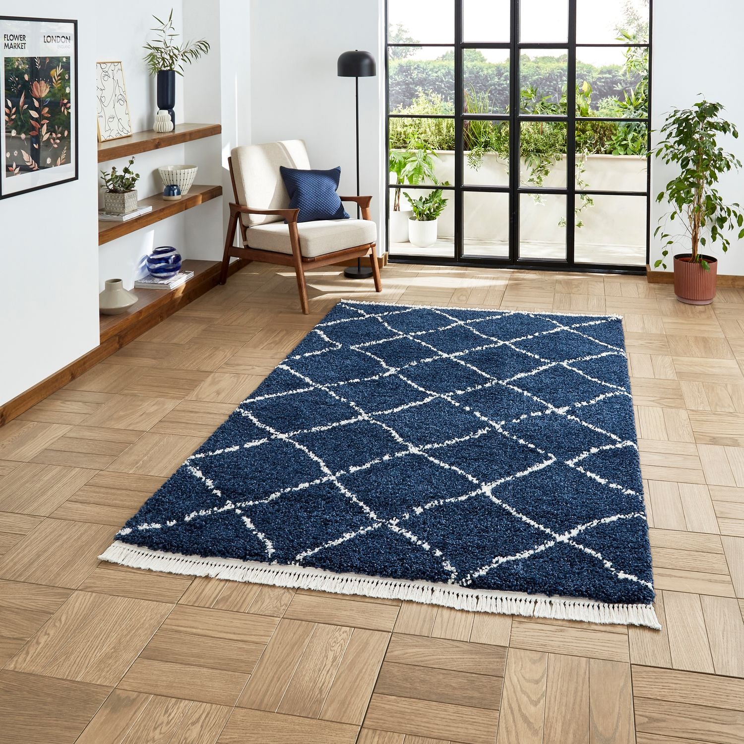 Willow Shaggy Tasselled Diamond Rug - Image 51
