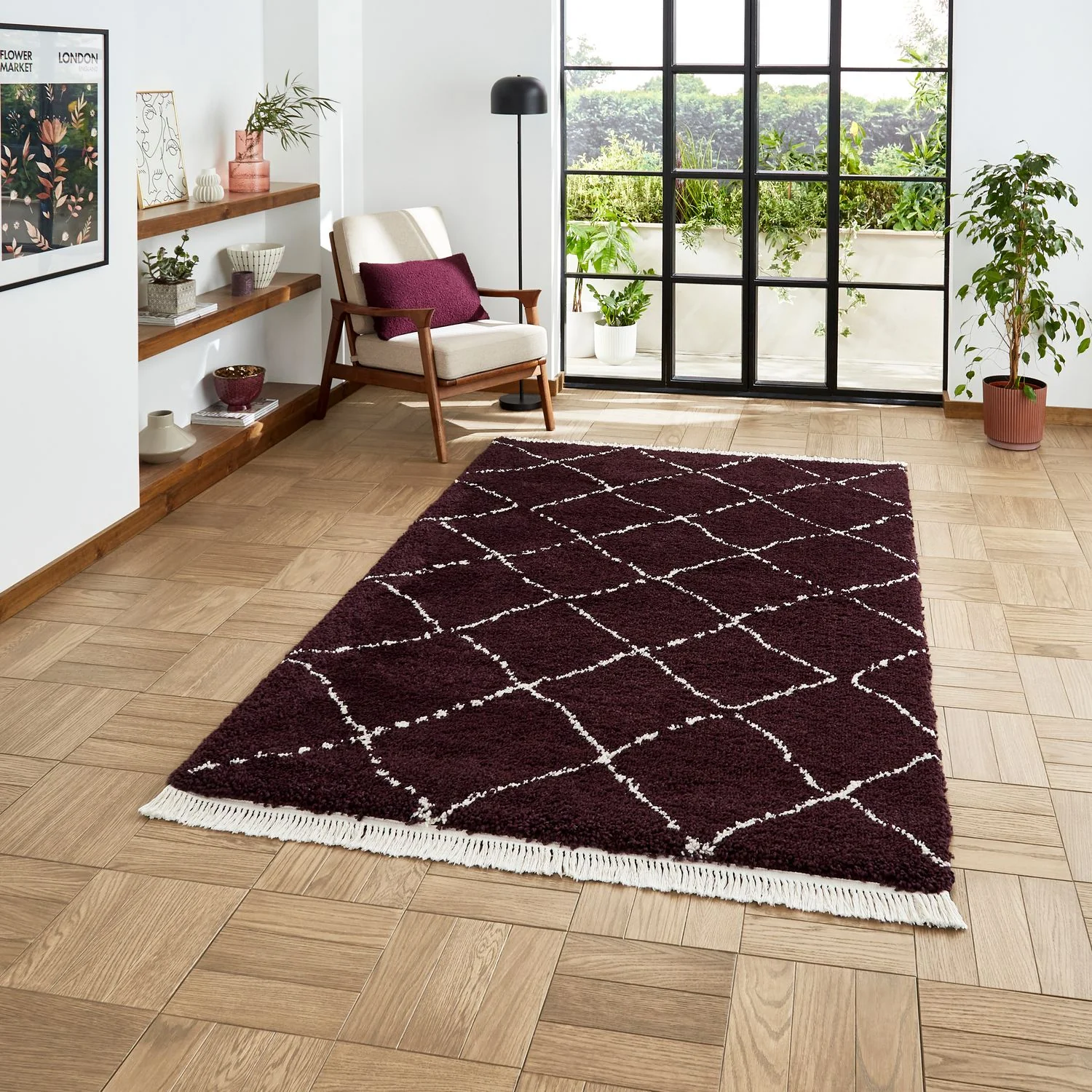 Willow Shaggy Tasselled Diamond Rug - Image 61