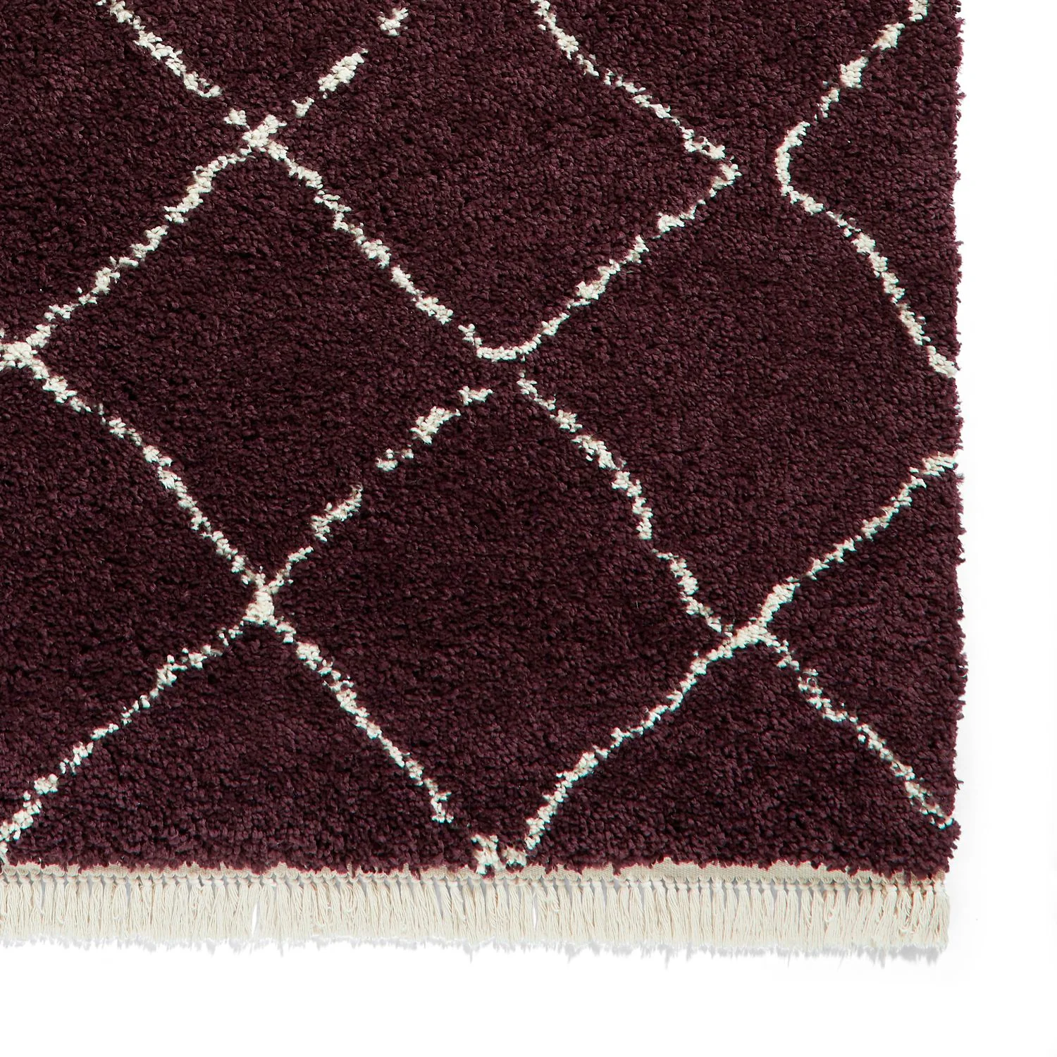 Willow Shaggy Tasselled Diamond Rug - Image 64