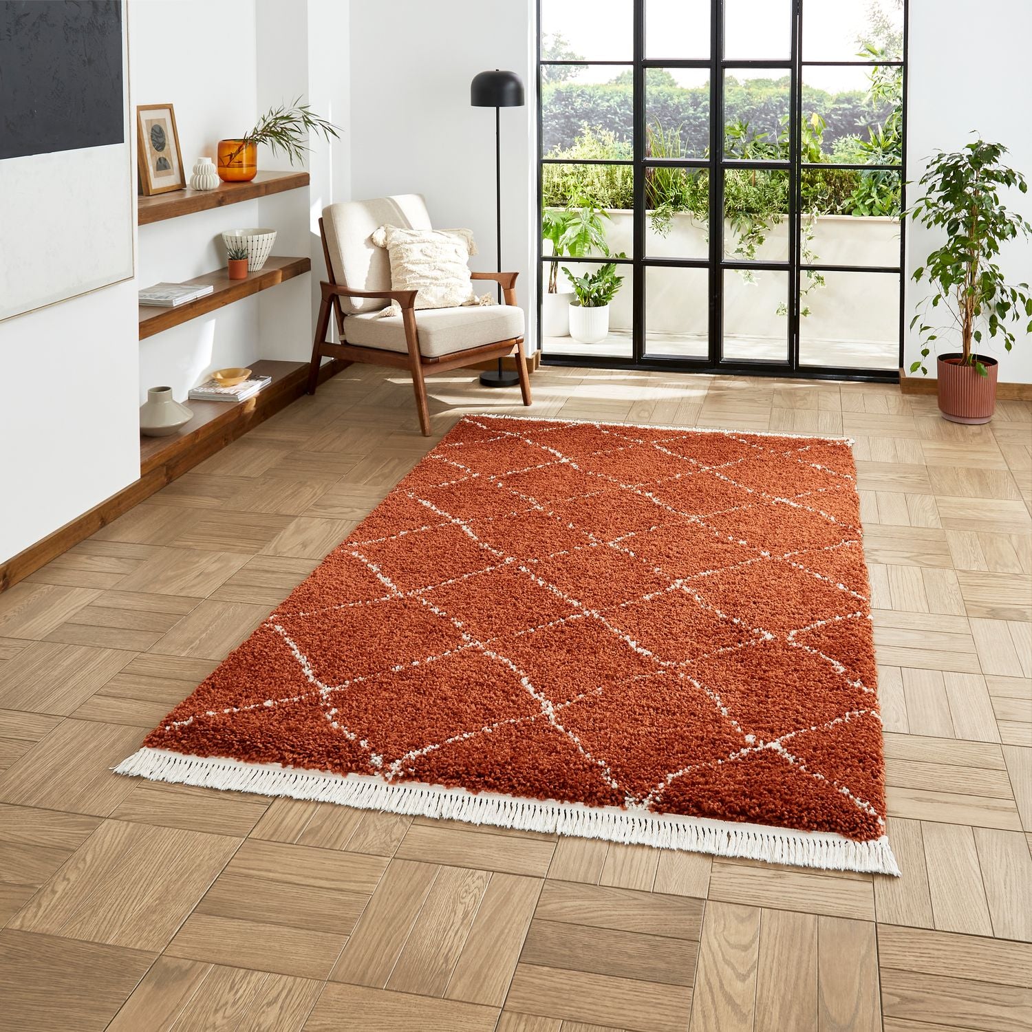 Willow Shaggy Tasselled Diamond Rug - Image 72