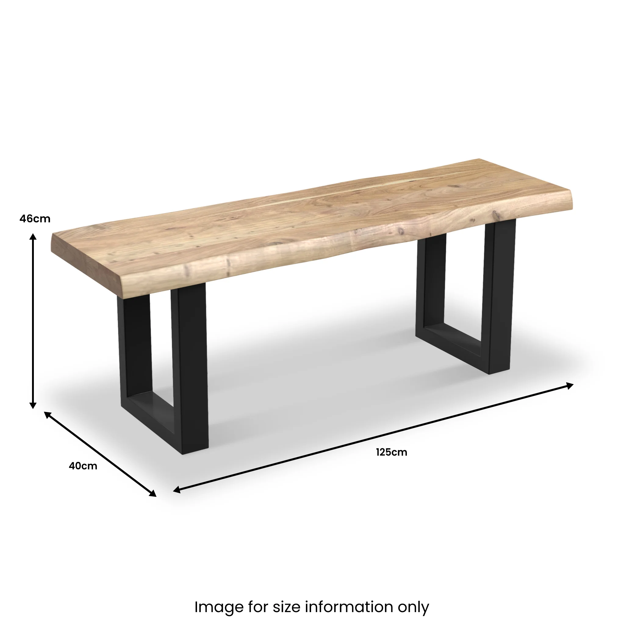 Zahra Acacia 125cm Dining Bench with U Leg - Image 4