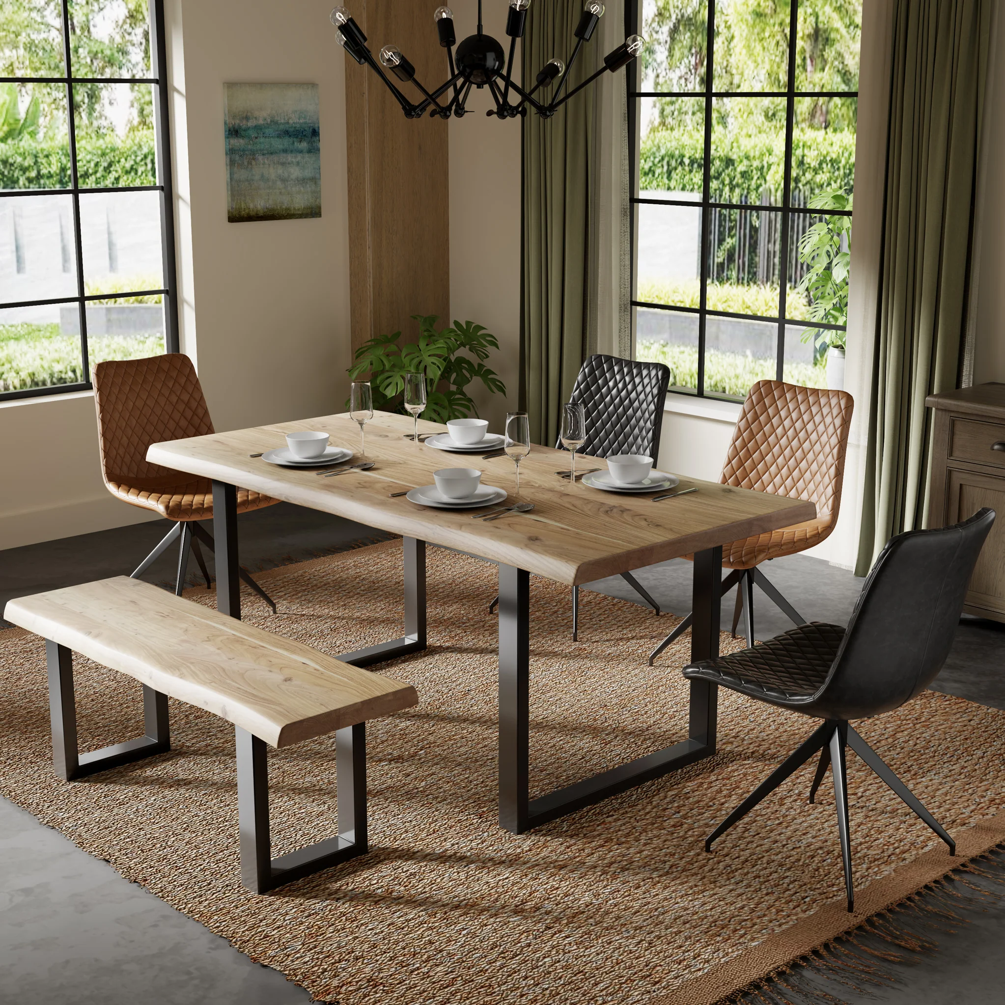 Zahra Acacia 180cm Dining Table with U Leg - Image 2