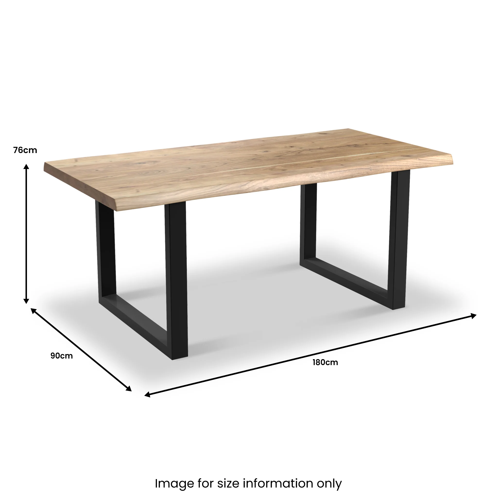 Zahra Acacia 180cm Dining Table with U Leg - Image 4