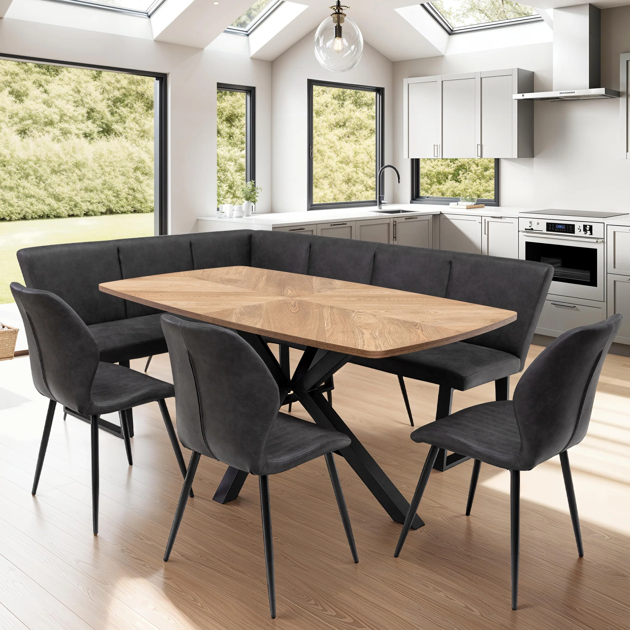 Zane 160cm Oak & Elm Effect Dining Table - Image 2