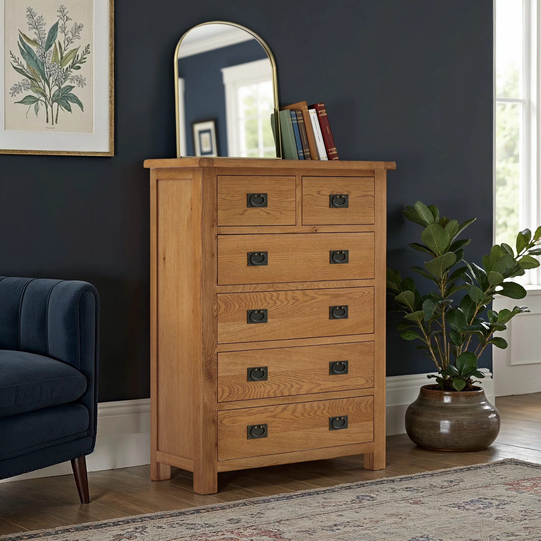 Zelah Oak 2 Over 4 Drawer Chest - Image 2