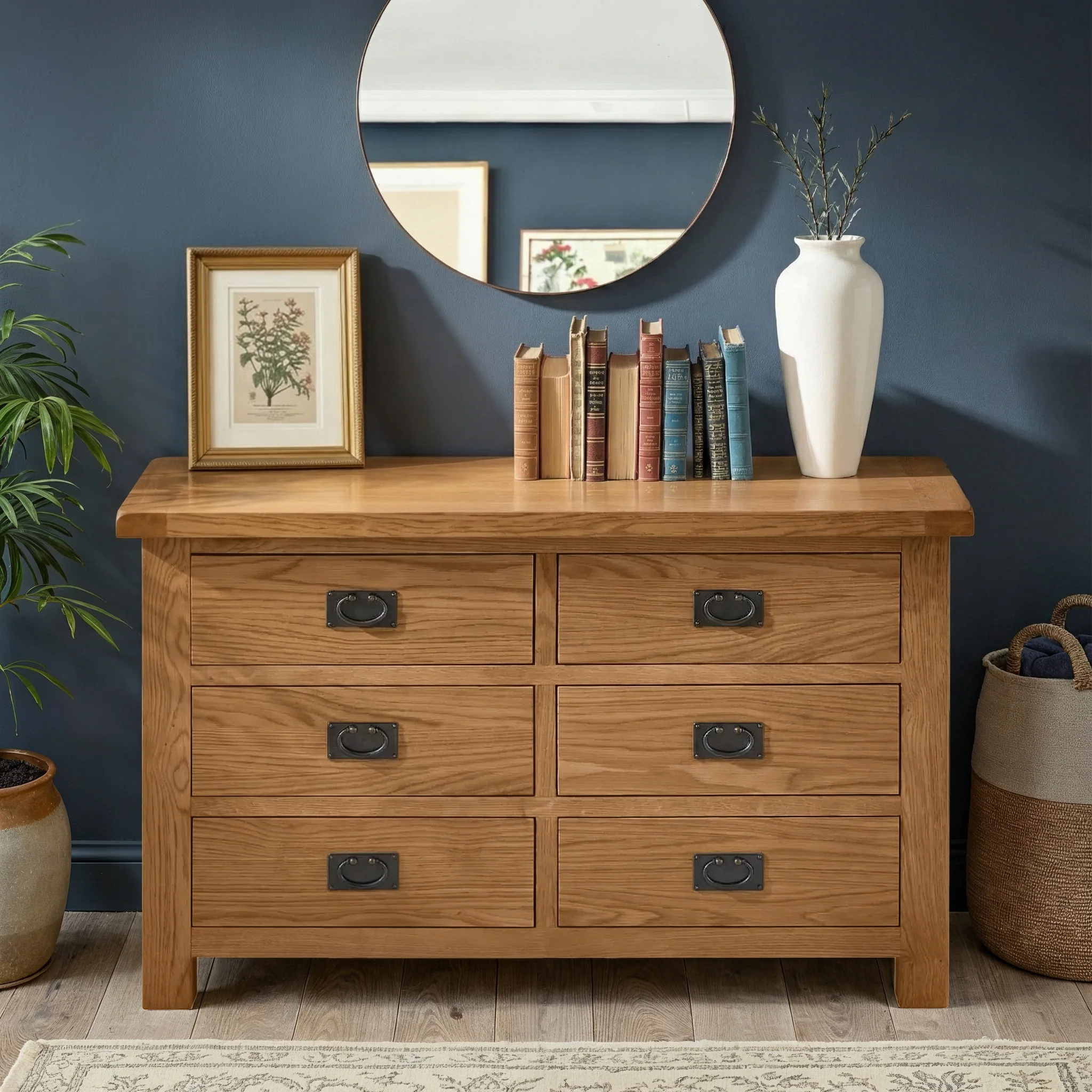 Zelah Oak 3+3 Drawer Chest - Image 2