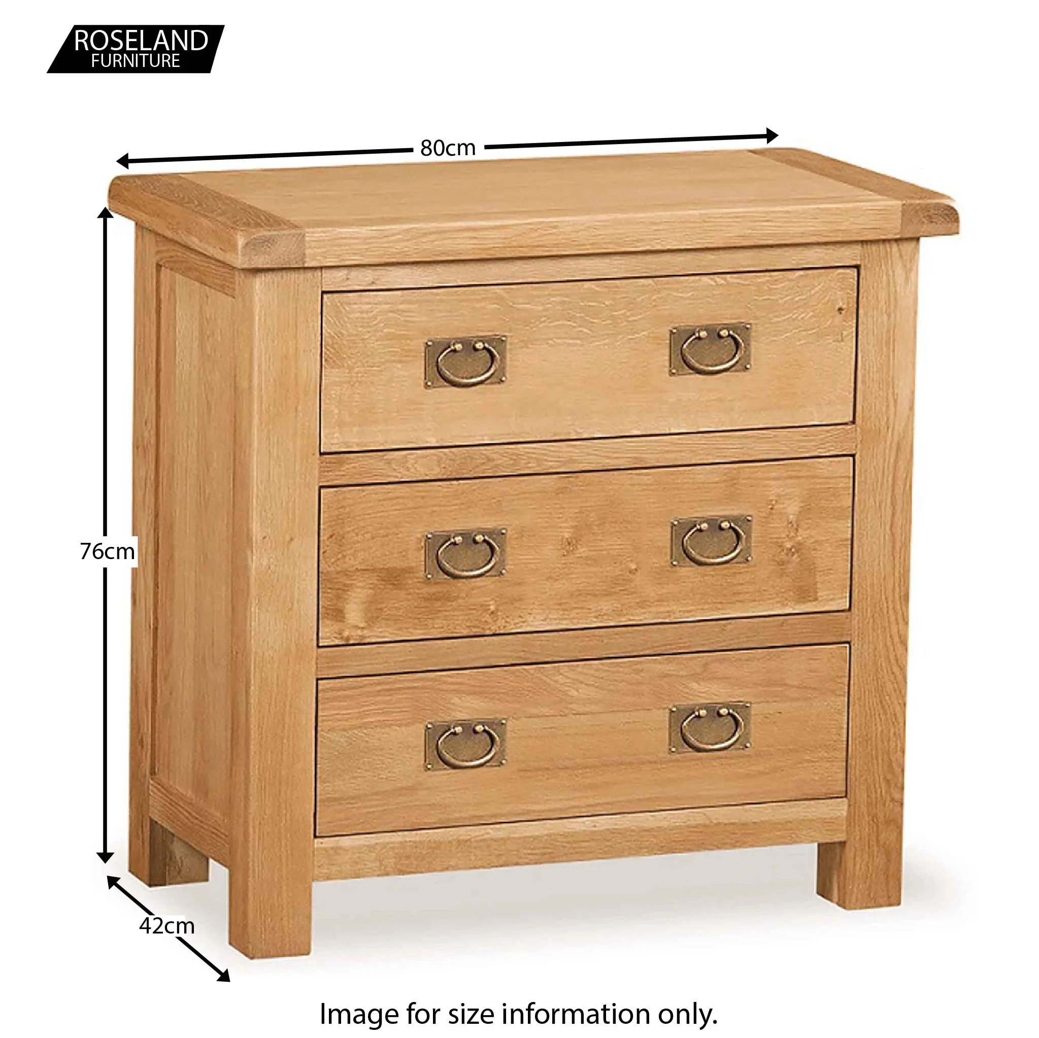 Zelah Oak 3 Drawer Chest - Image 12