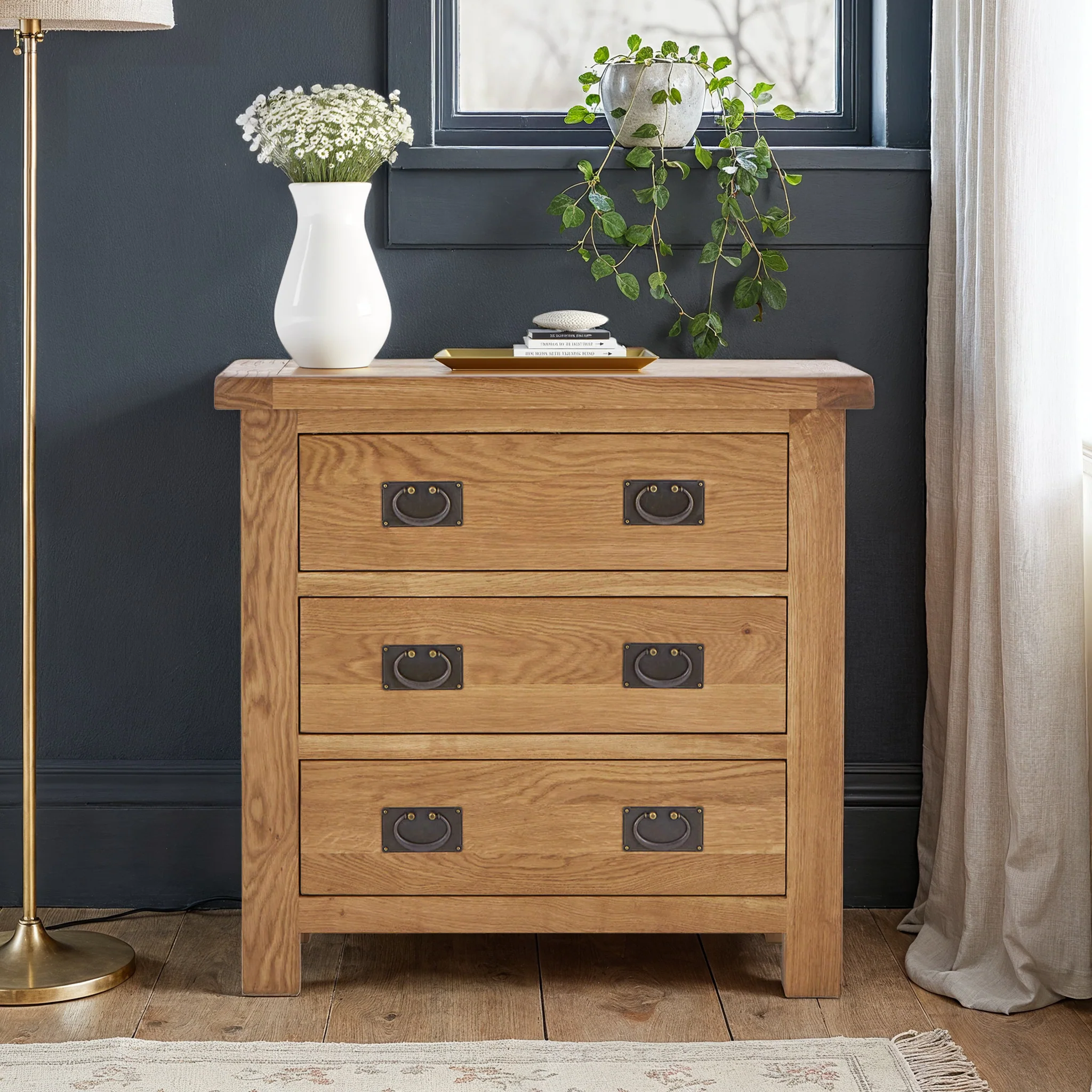 Zelah Oak 3 Drawer Chest - Image 2