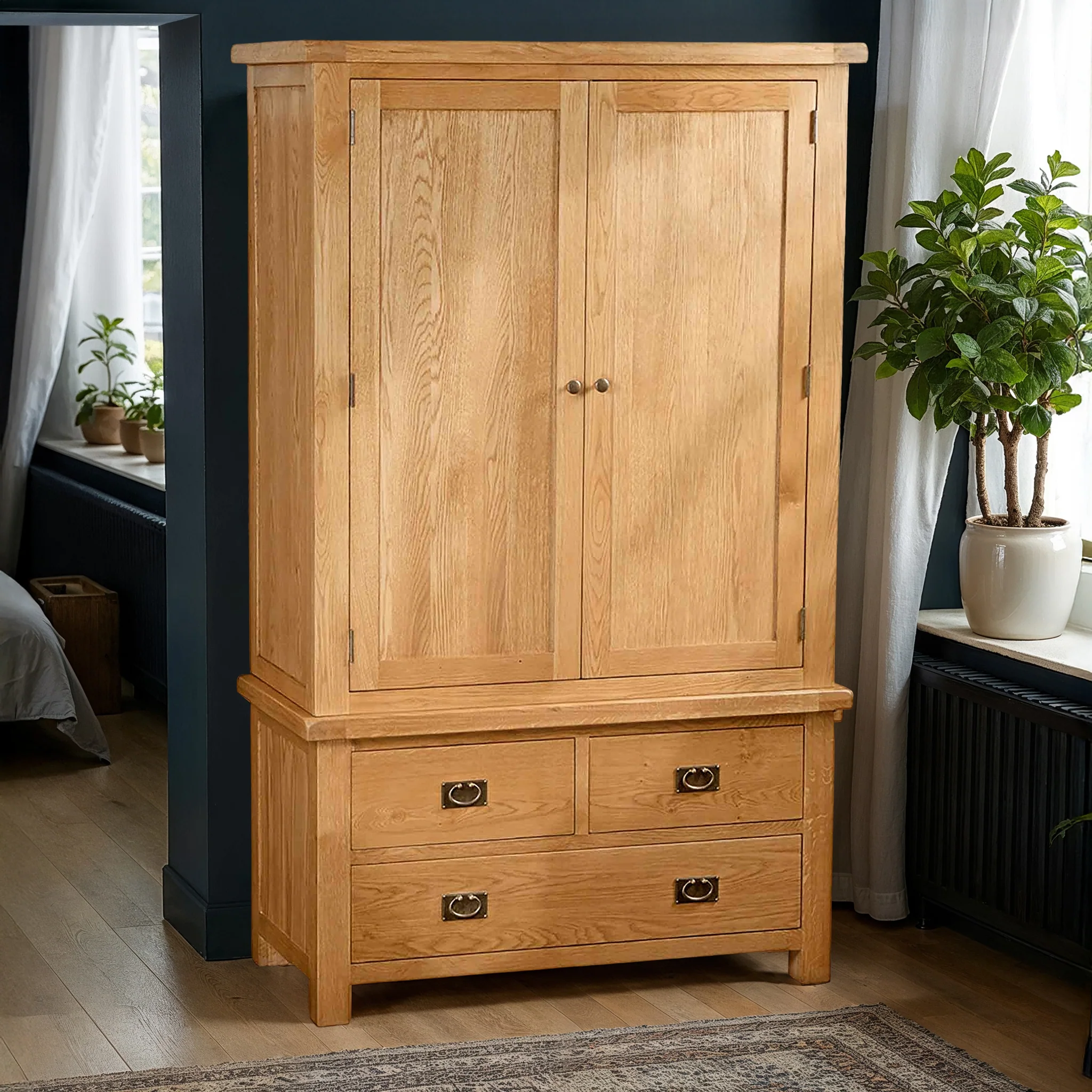 Zelah Oak 3 Drawer Wardrobe - Image 2