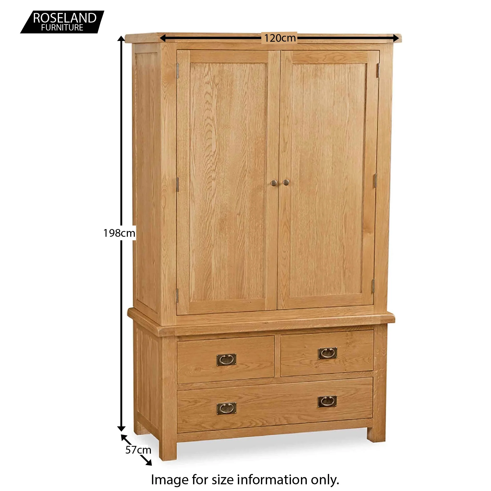 Zelah Oak 3 Drawer Wardrobe - Image 8