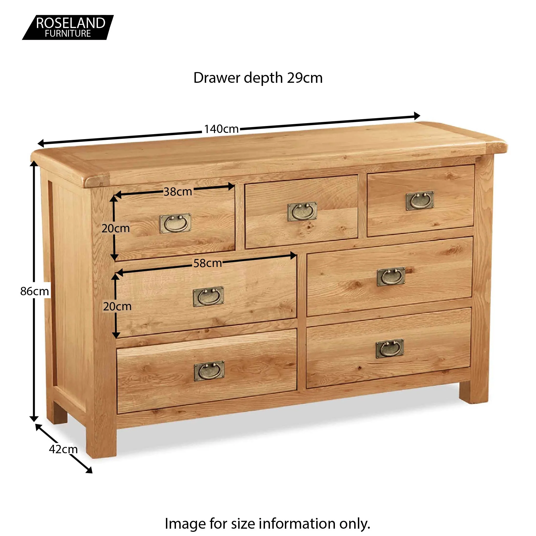 Zelah Oak 3 over 4 Chest of Drawers - Image 7
